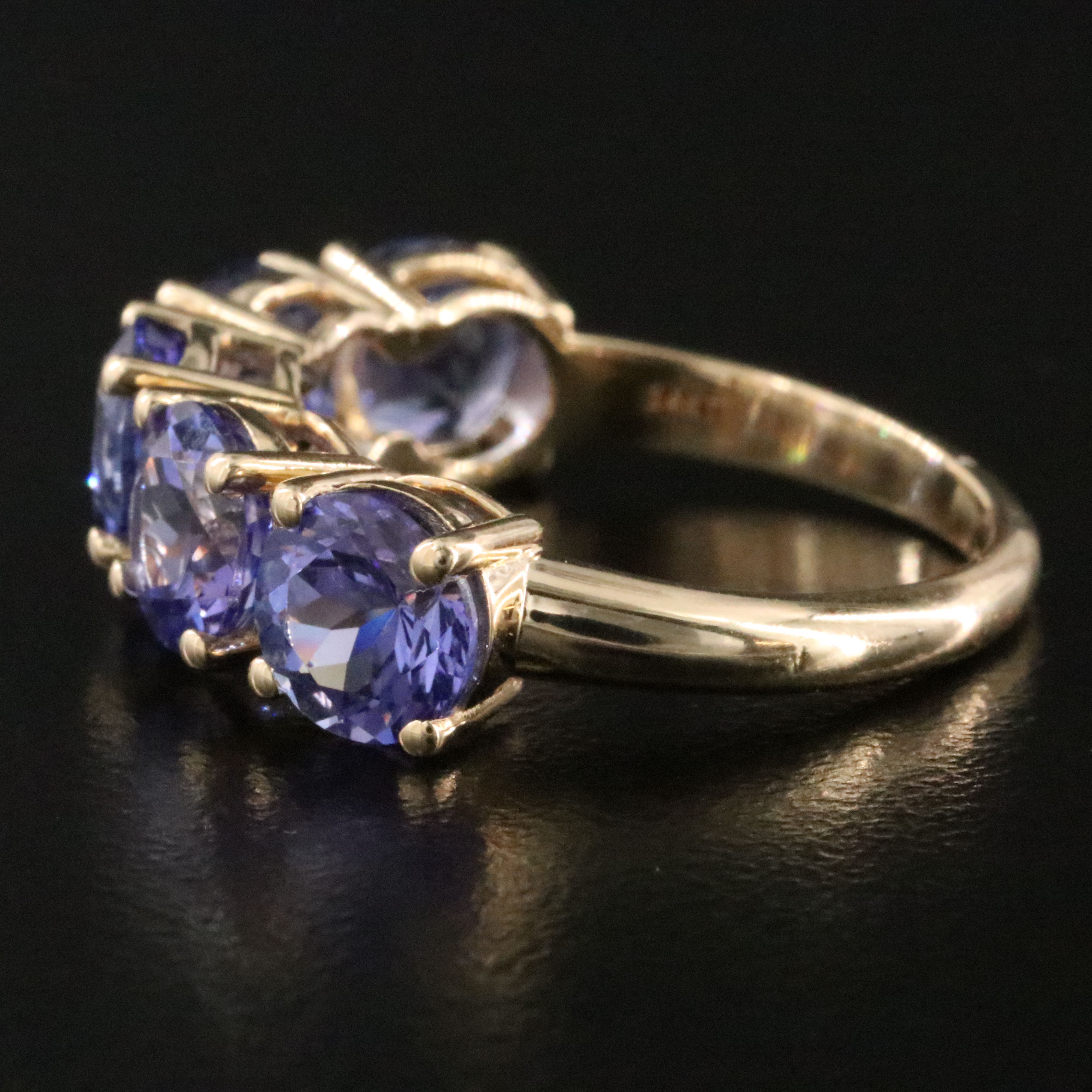14K 5.01 CTW Tanzanite Five Stone Ring