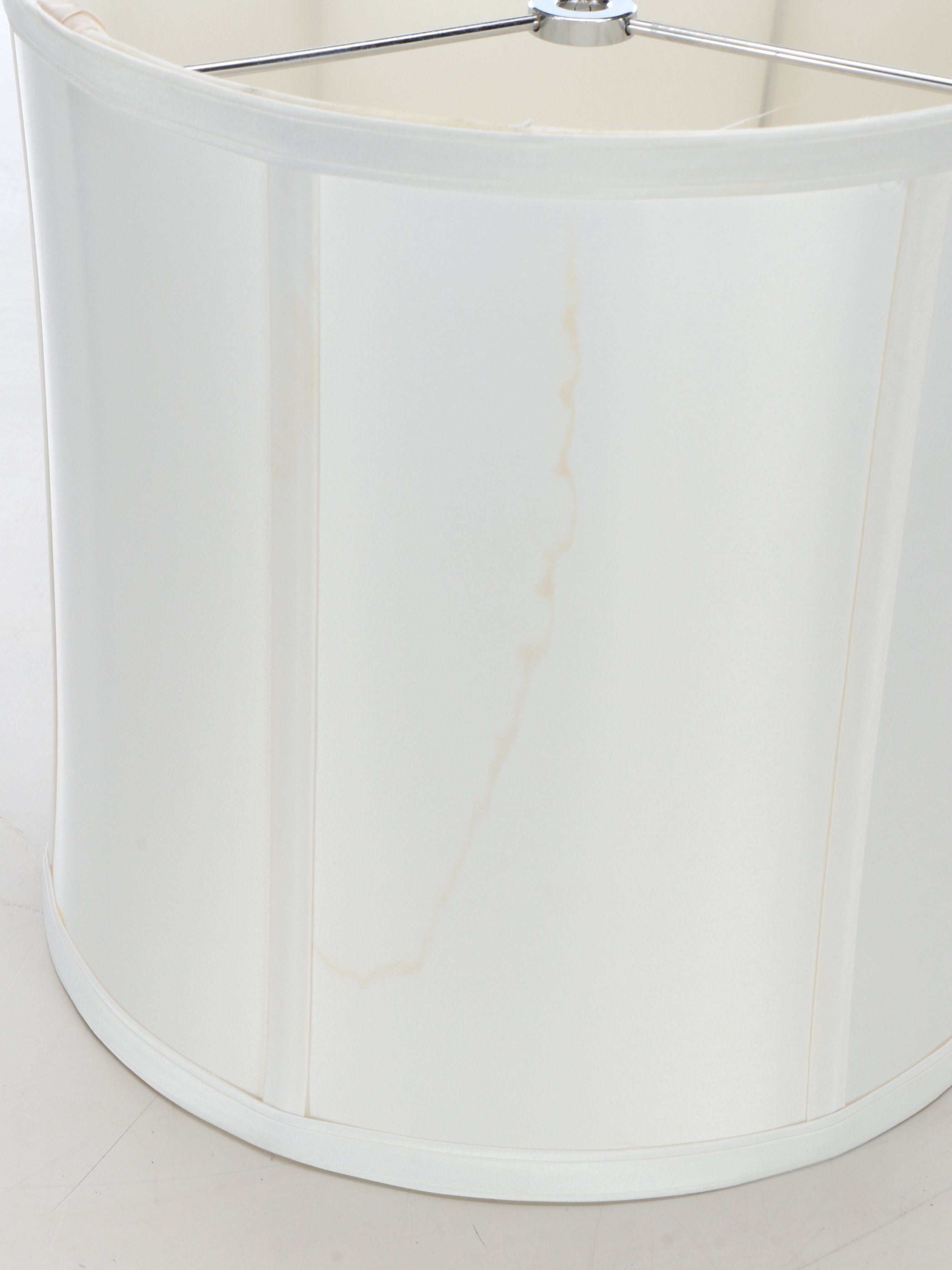 Pair of Brushed Nickel Console Lamps with Silk Drum Shades