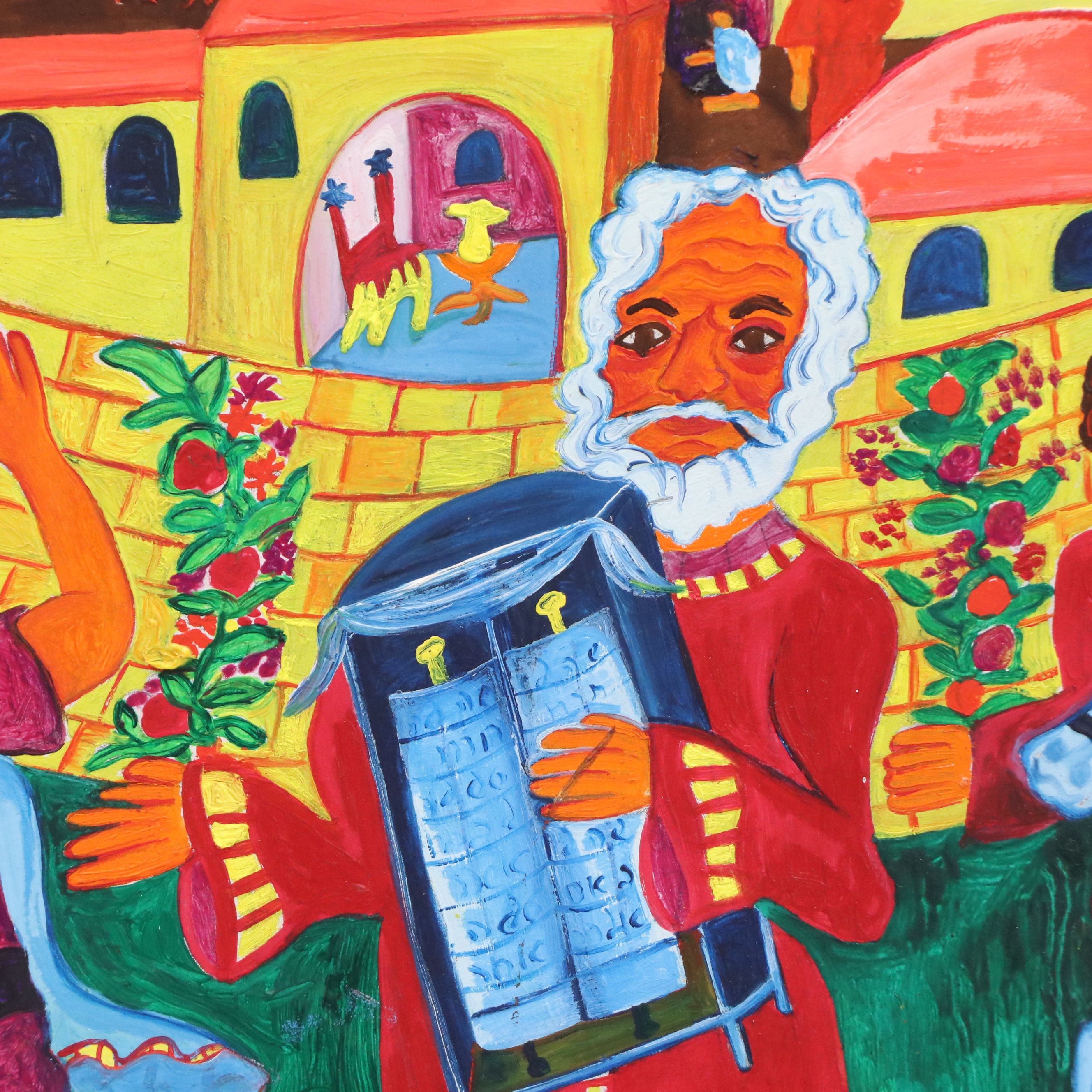 Malcah Zeldis Oil Painting "David Dances Before the Ark of the Lord," 1980