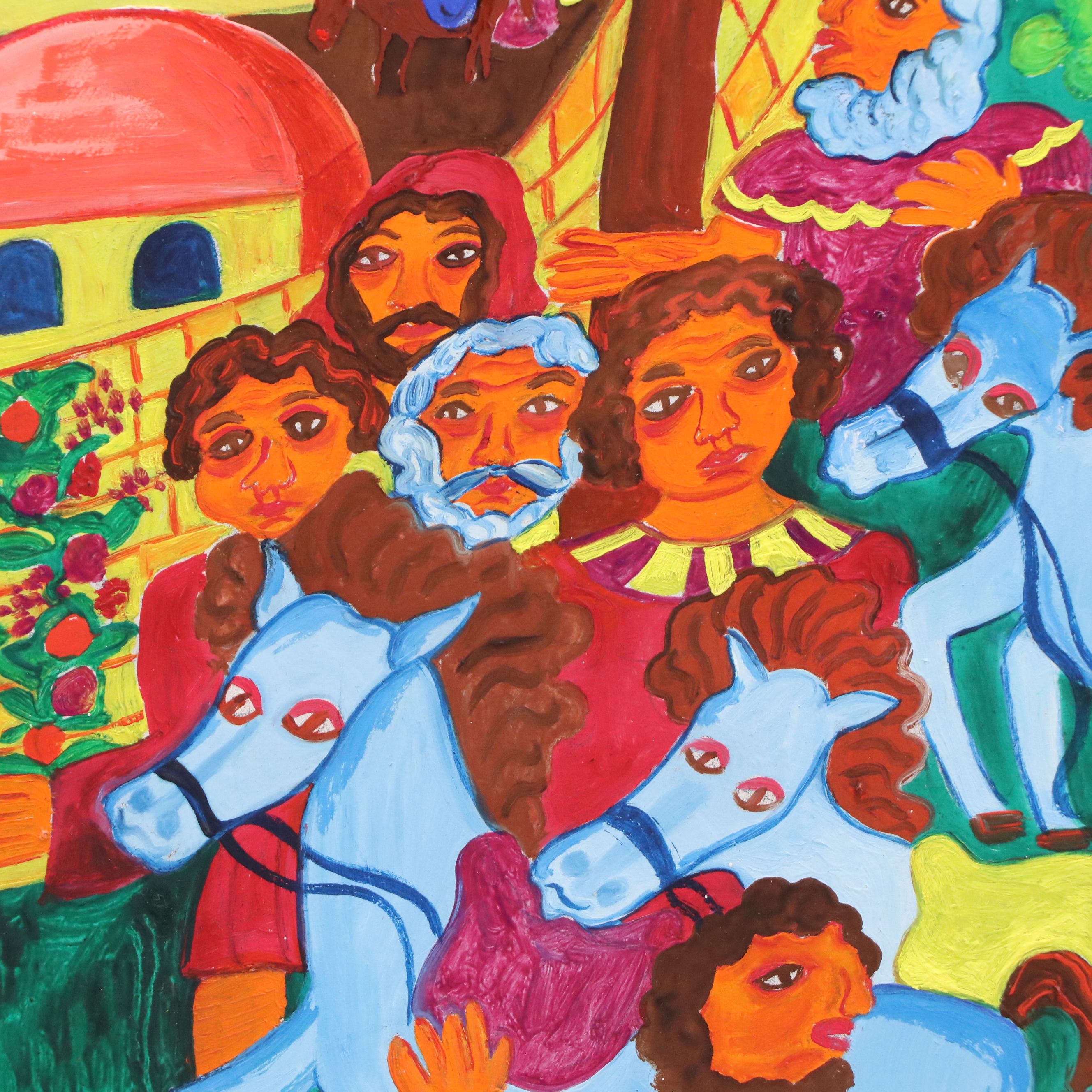 Malcah Zeldis Oil Painting "David Dances Before the Ark of the Lord," 1980