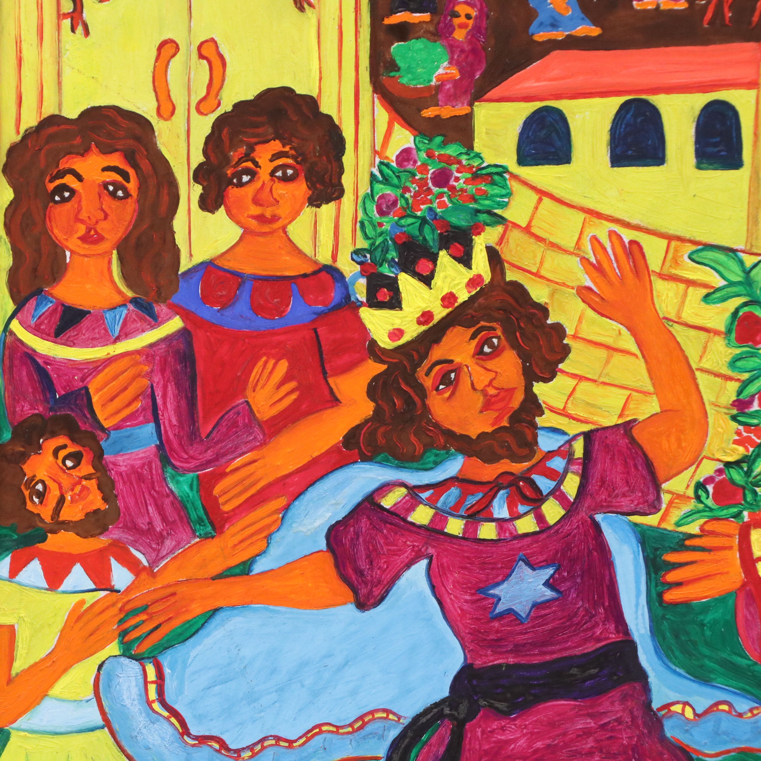 Malcah Zeldis Oil Painting "David Dances Before the Ark of the Lord," 1980