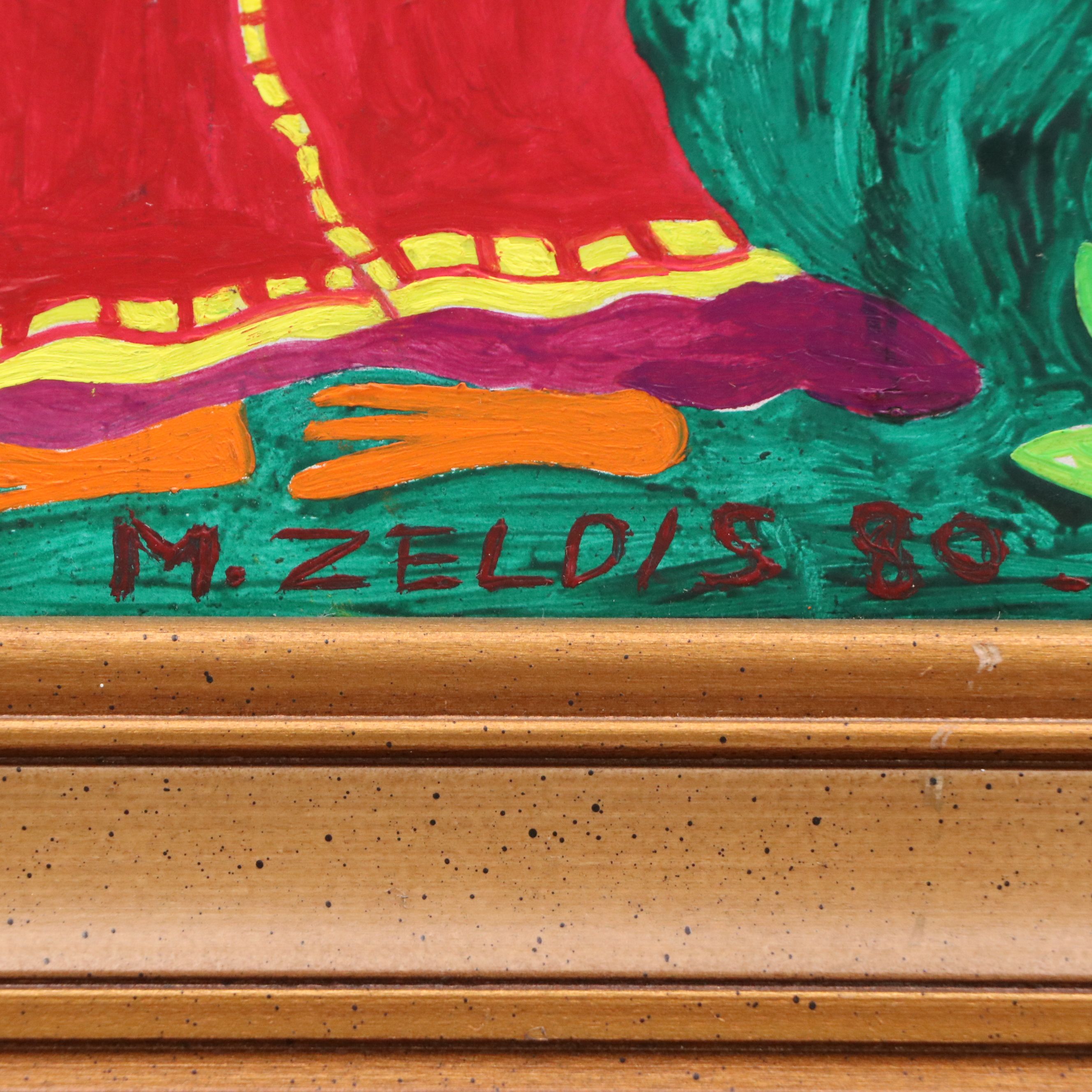 Malcah Zeldis Oil Painting "David Dances Before the Ark of the Lord," 1980