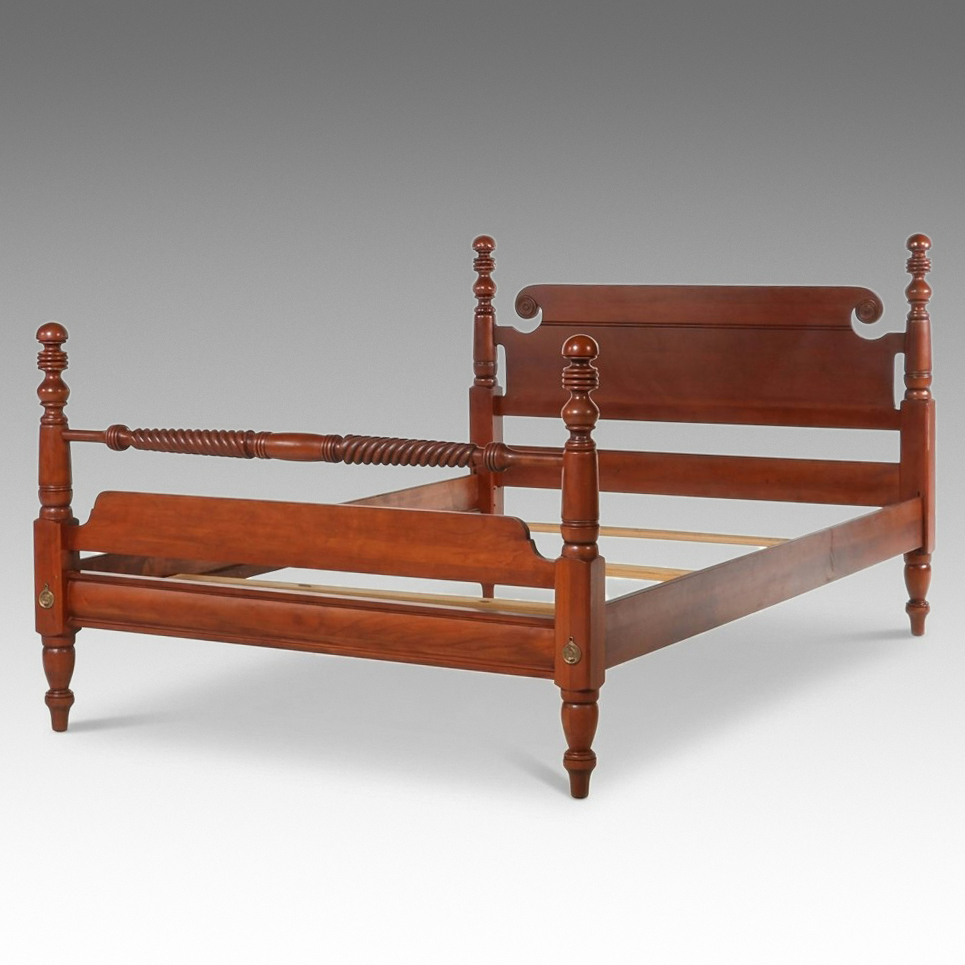 Classical Style Cherry Low-Post Full Size Bed Frame, Mid-20th Century