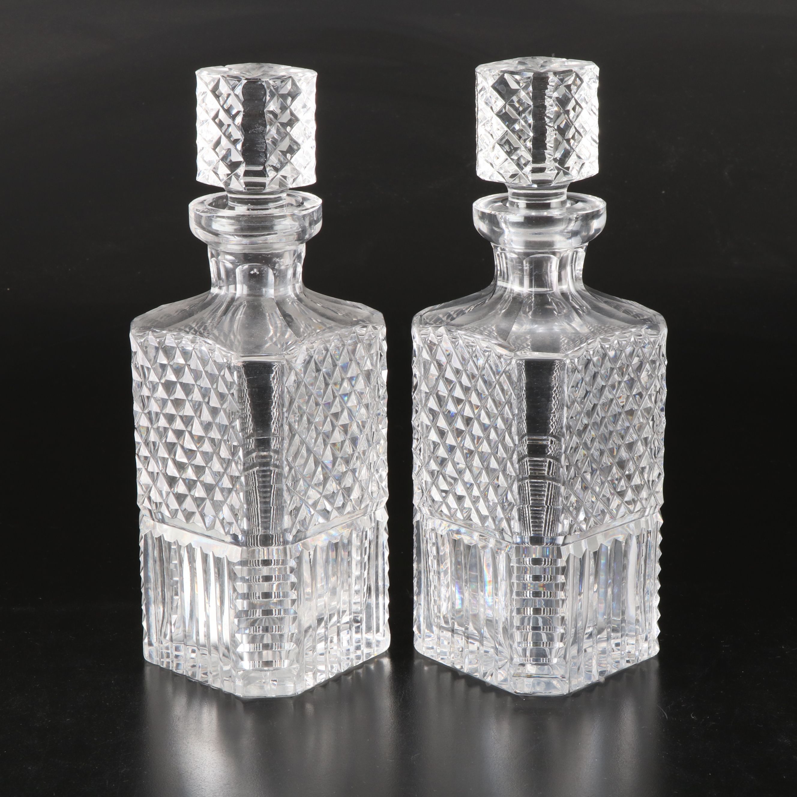 Waterford Cut Crystal Square Decanters with Other Oval Bowl