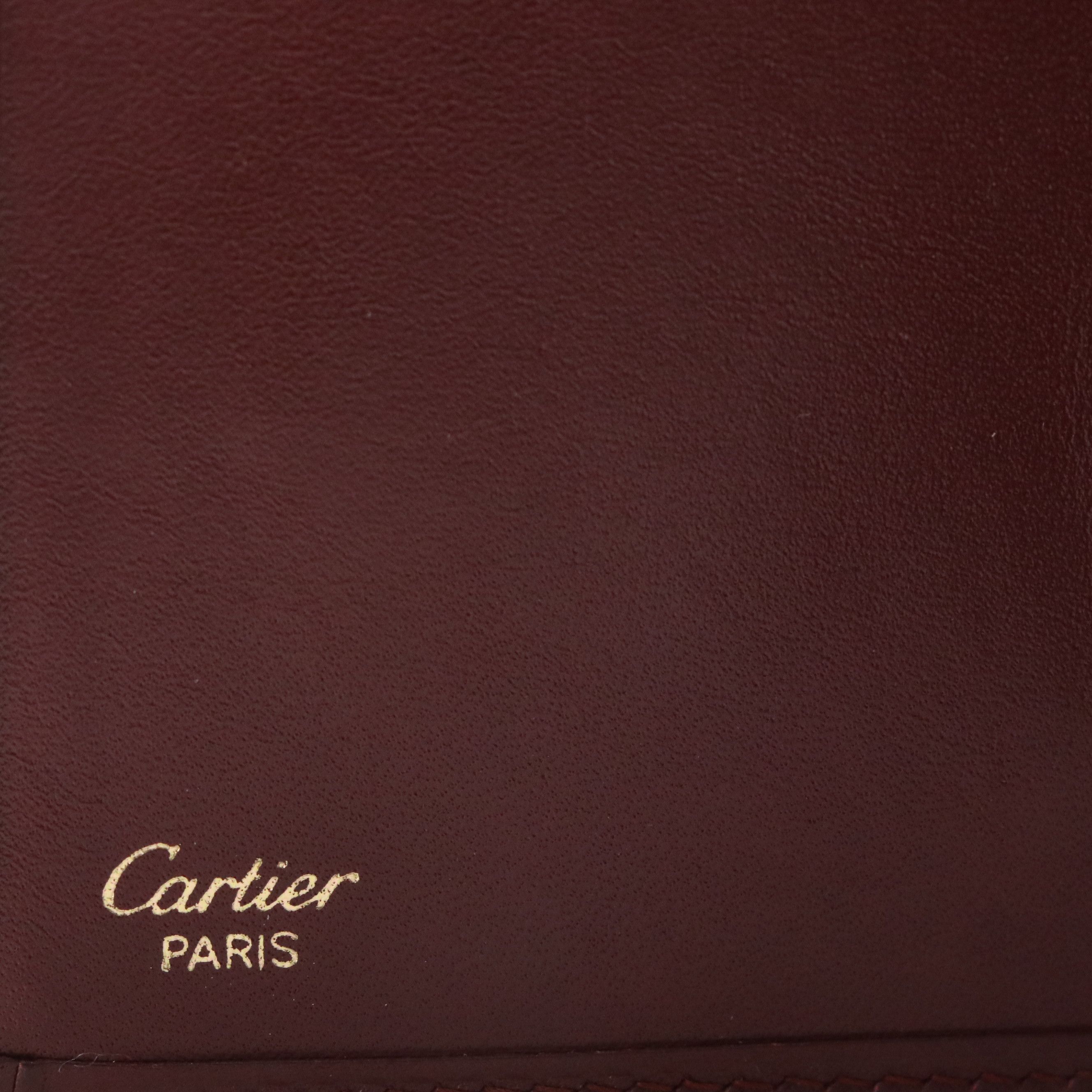 Cartier Bifold Wallet in Burgundy Calfskin Leather