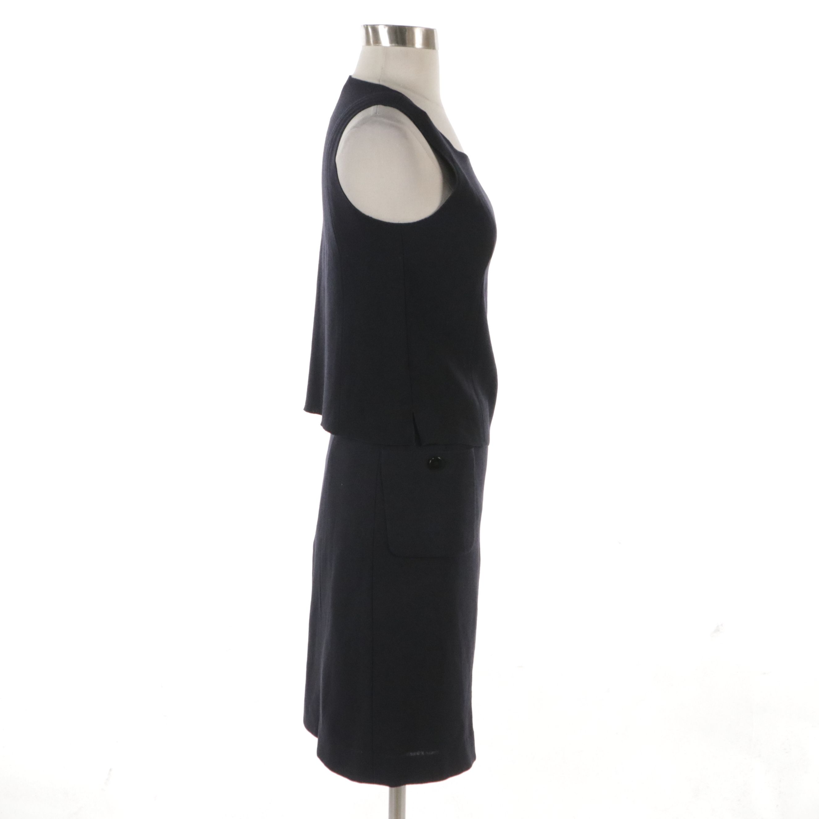 Chanel Navy Wool Sleeveless Top and Skirt Set From the 1998 Cruise Collection