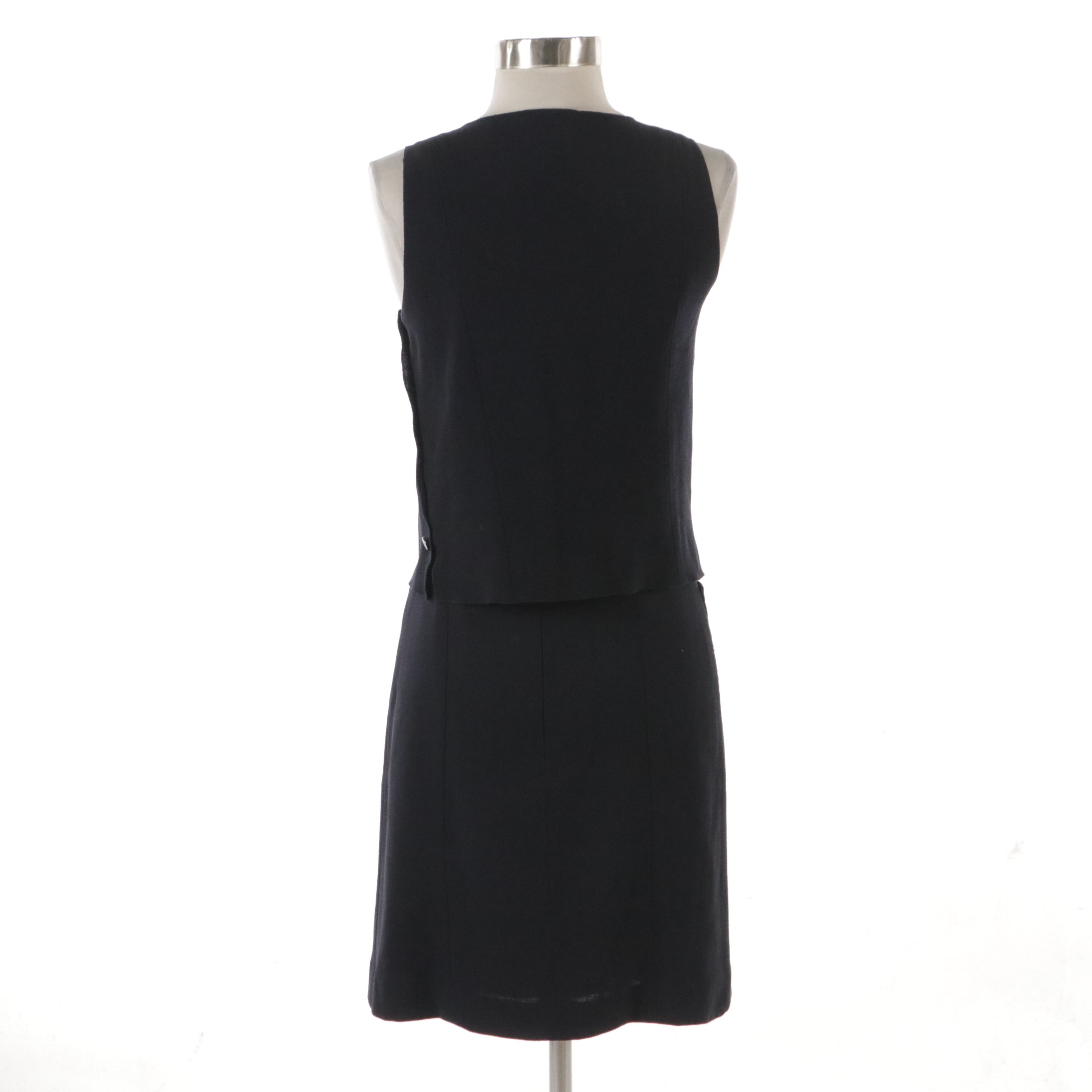 Chanel Navy Wool Sleeveless Top and Skirt Set From the 1998 Cruise Collection