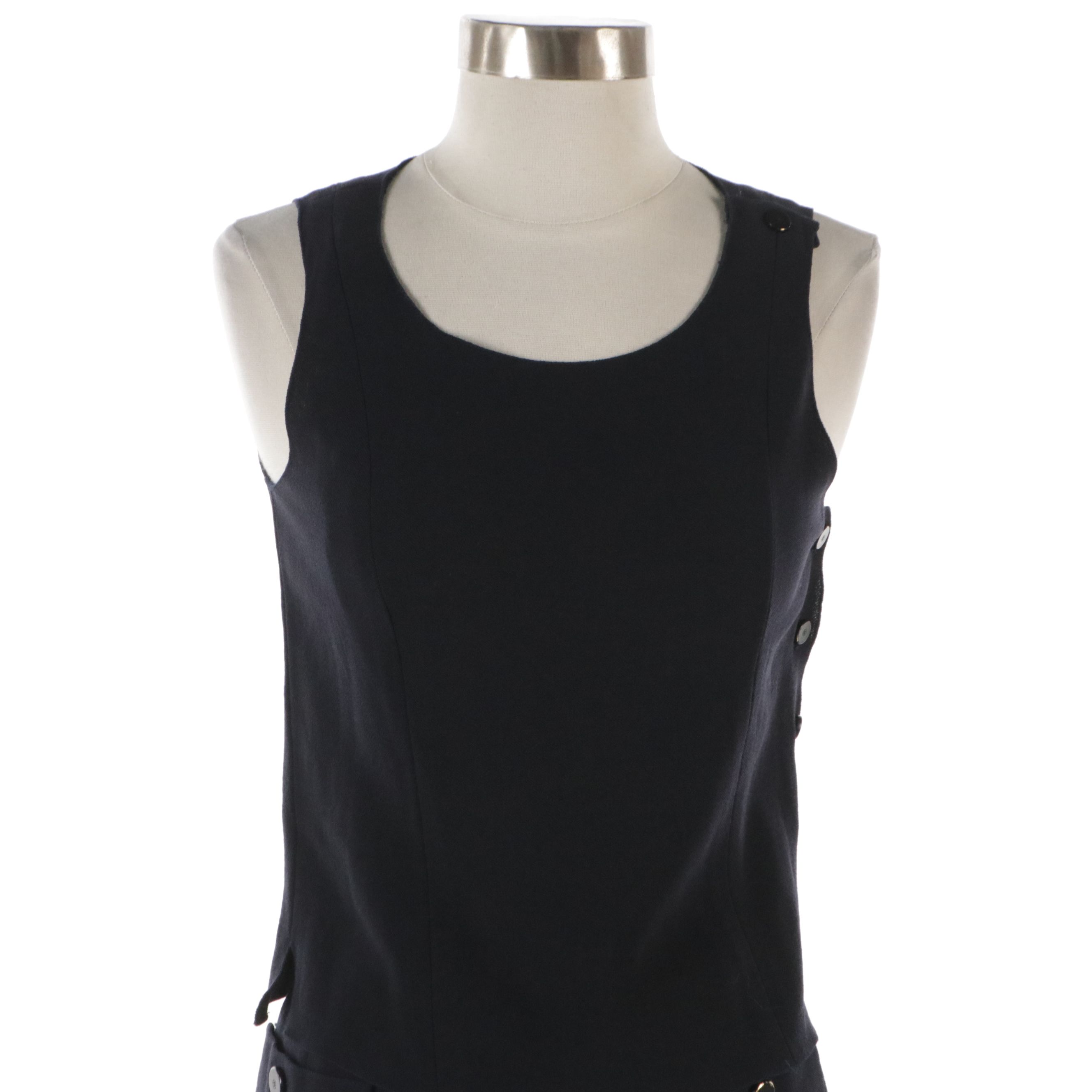 Chanel Navy Wool Sleeveless Top and Skirt Set From the 1998 Cruise Collection