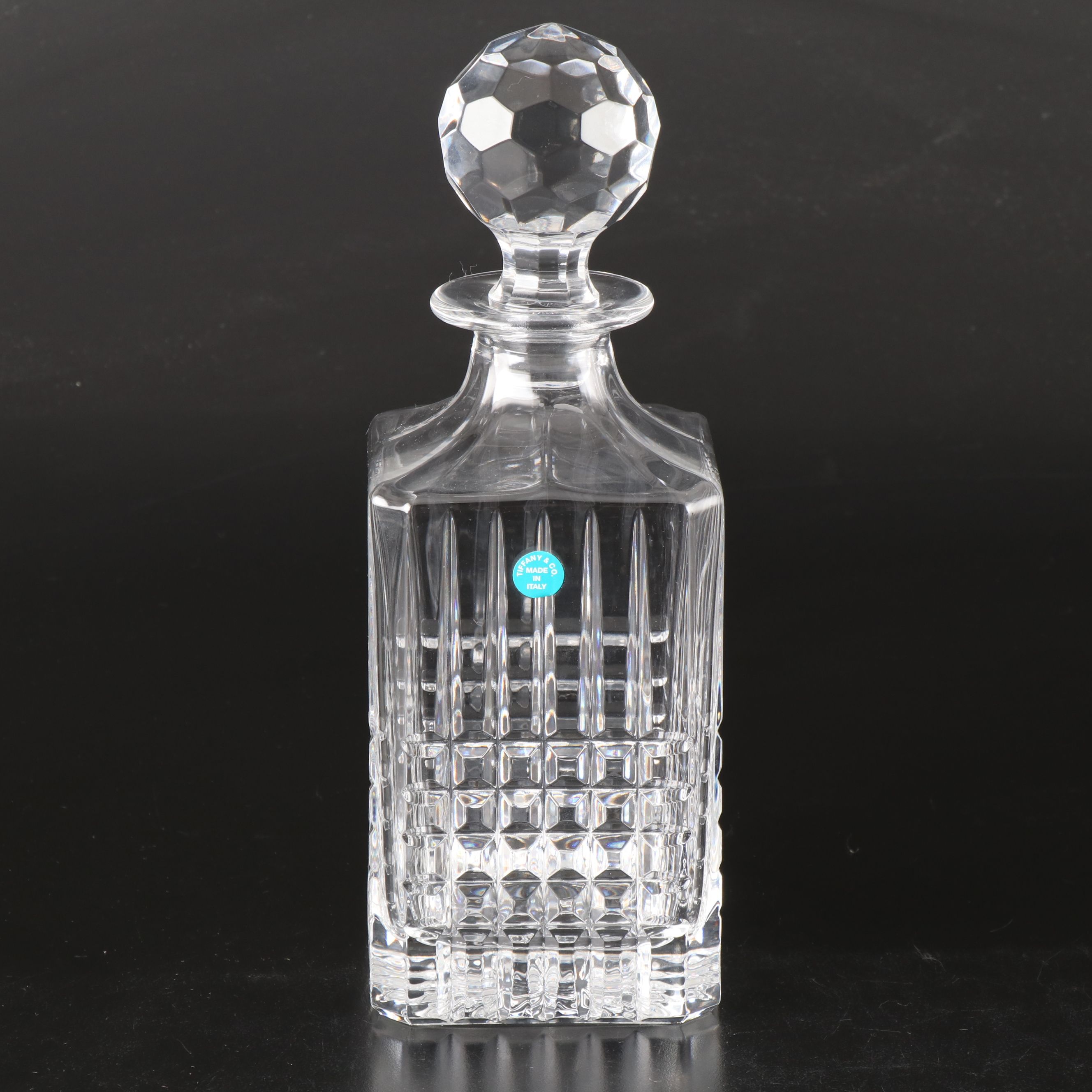 Tiffany & Co. "Plaid" Crystal Old Fashioned Glasses and Decanter