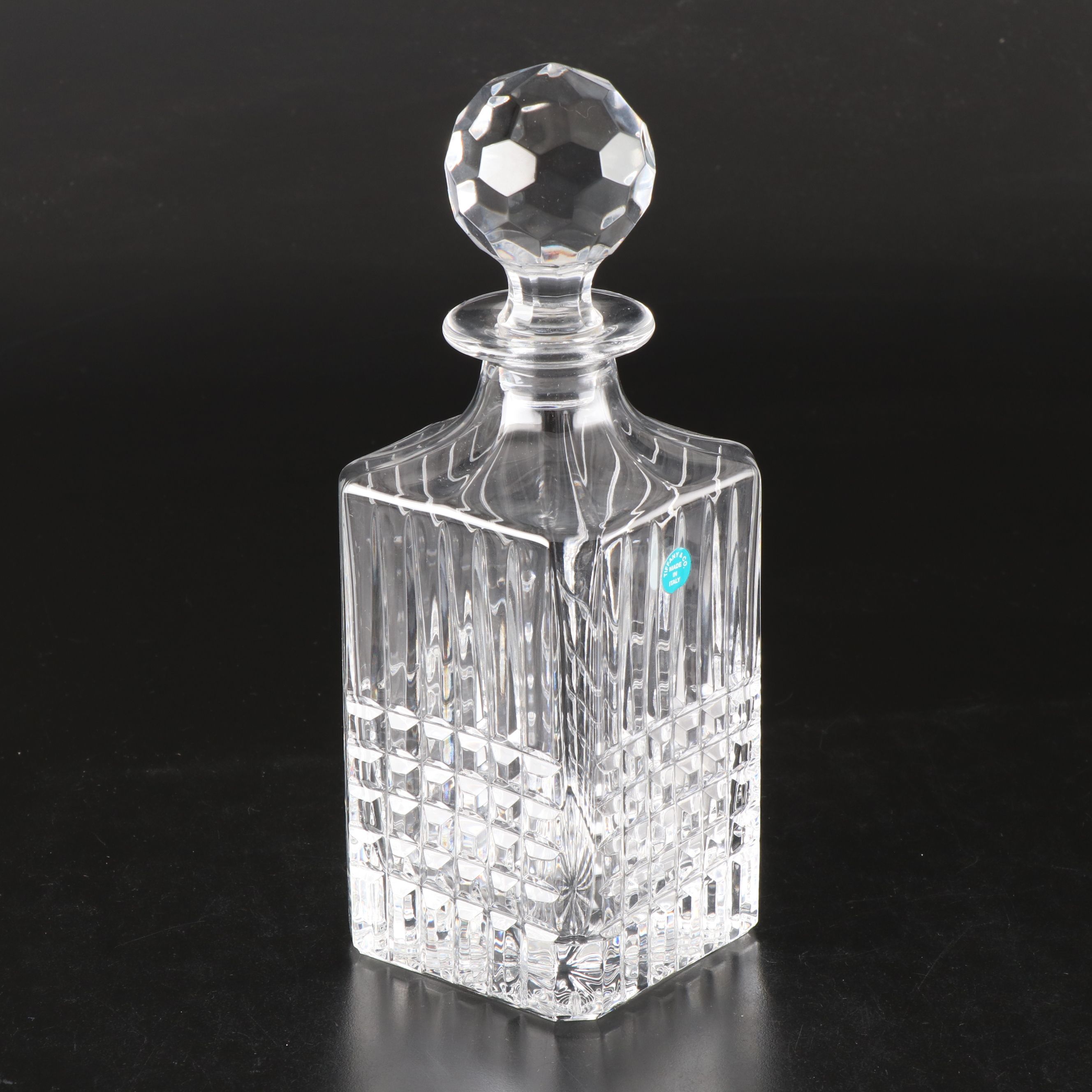 Tiffany & Co. "Plaid" Crystal Old Fashioned Glasses and Decanter