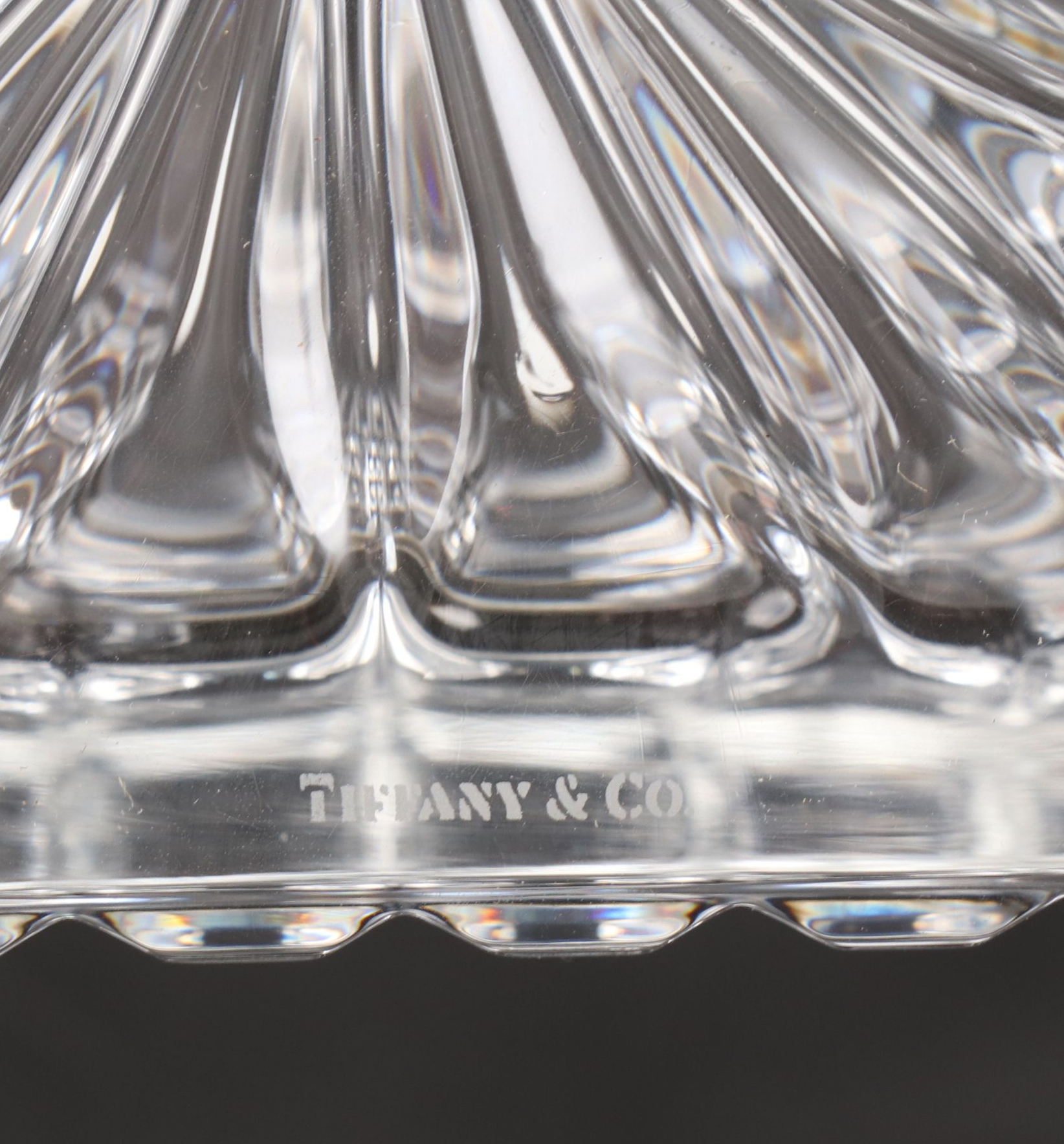 Tiffany & Co. "Plaid" Crystal Old Fashioned Glasses and Decanter