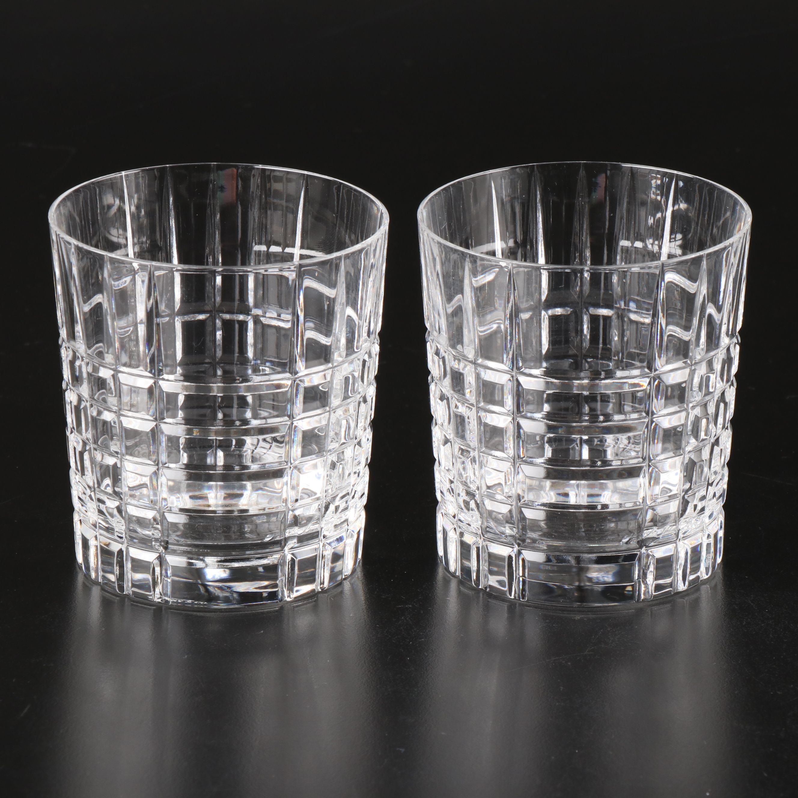 Tiffany & Co. "Plaid" Crystal Old Fashioned Glasses and Decanter