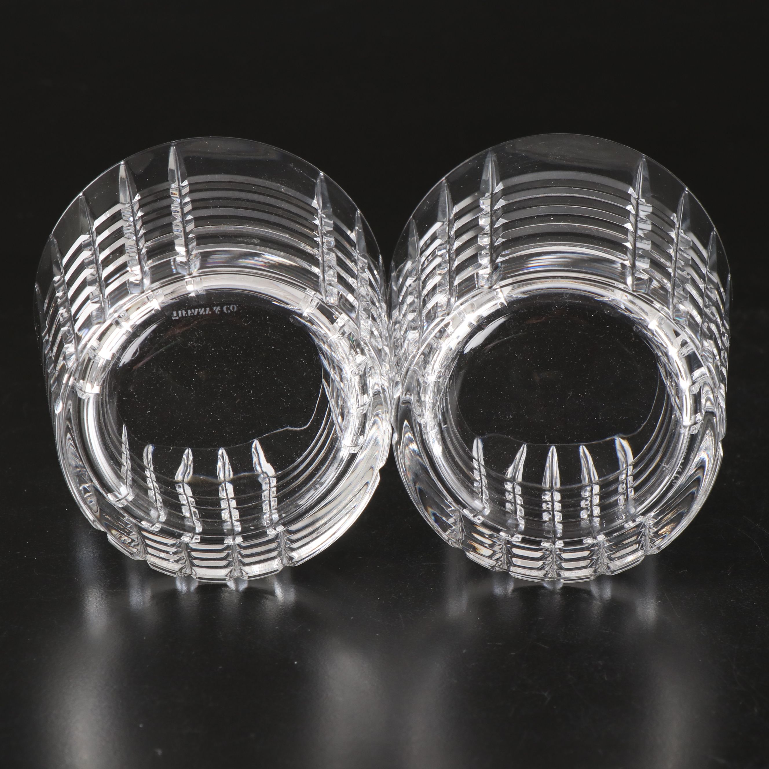 Tiffany & Co. "Plaid" Crystal Old Fashioned Glasses and Decanter