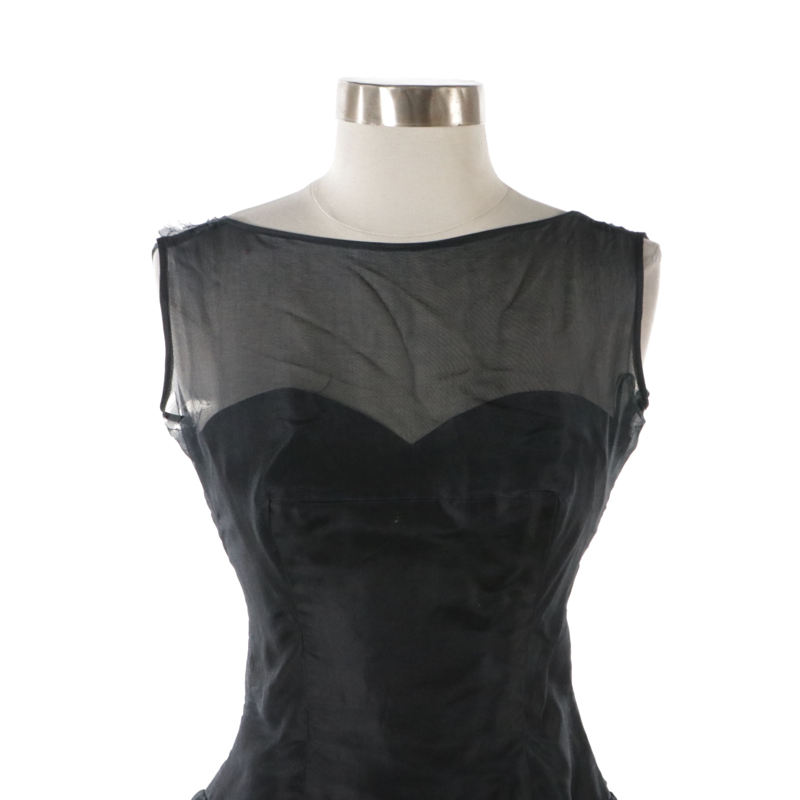 Raynor Cocktail Wiggle Dress with Bubble/Bow Detail in Silk Organza, 1950s