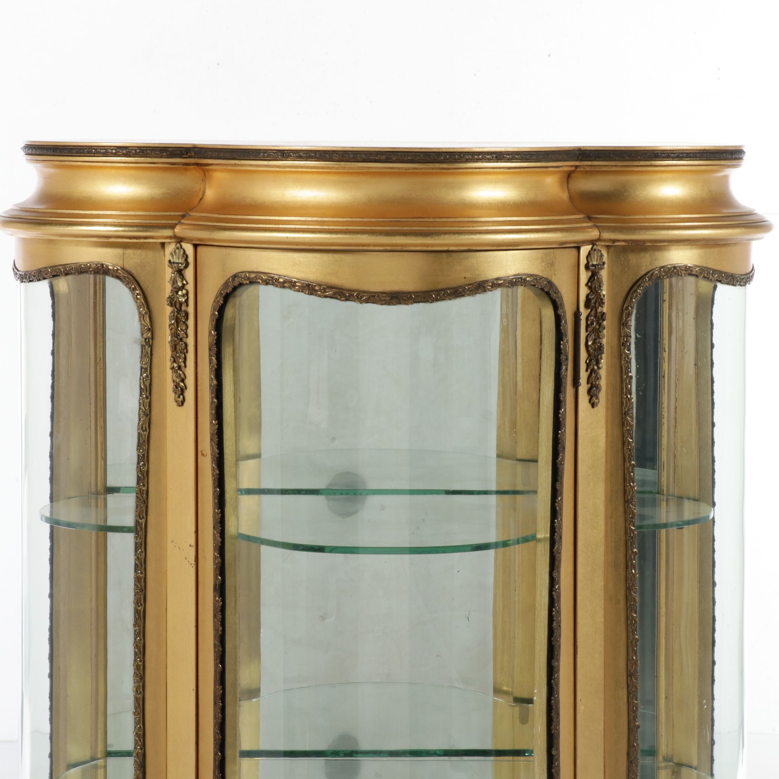 Gilt and Vernis Martin Style Illuminated Vitrine, Mid-20th Century