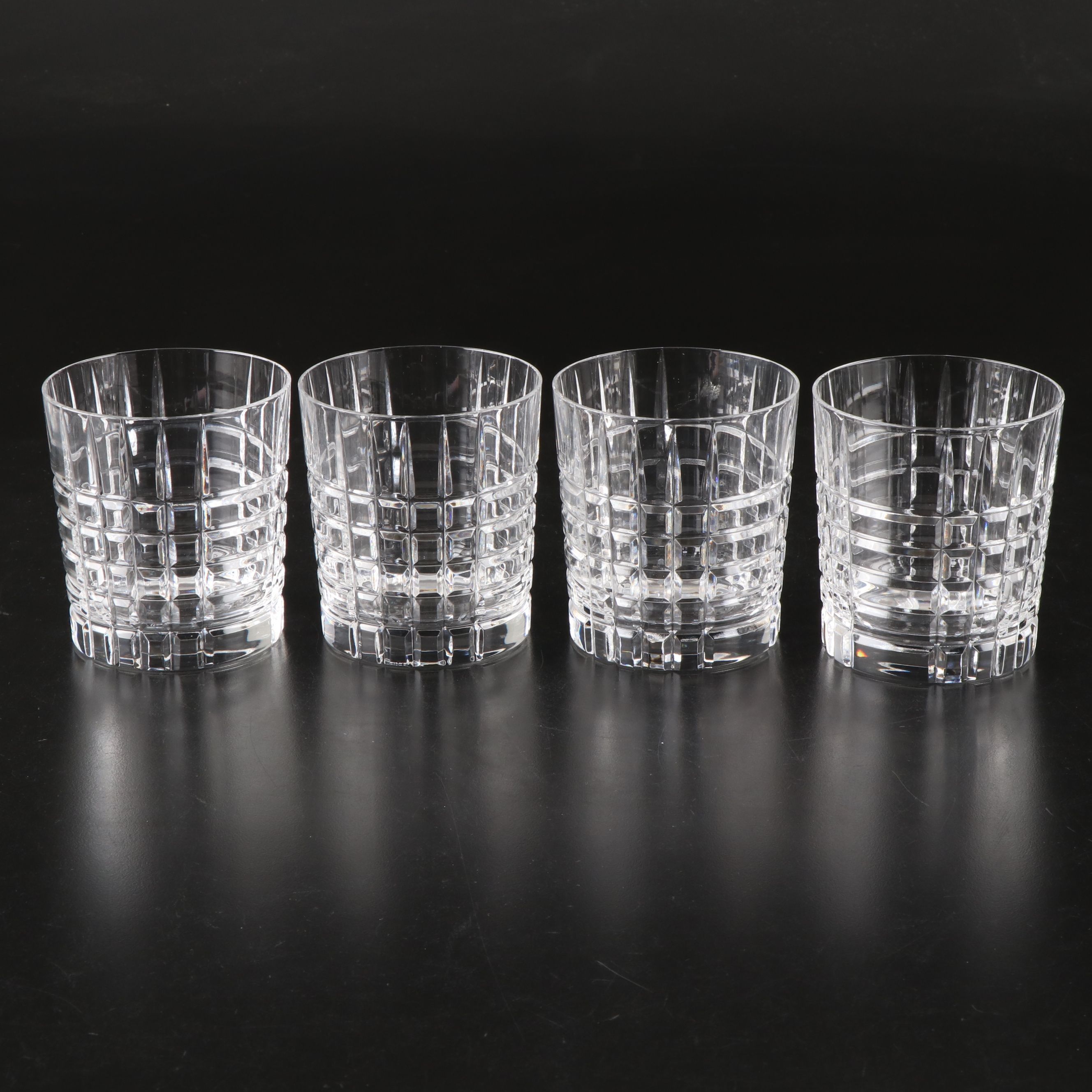 Tiffany & Co. "Plaid" Crystal Old Fashioned Glasses