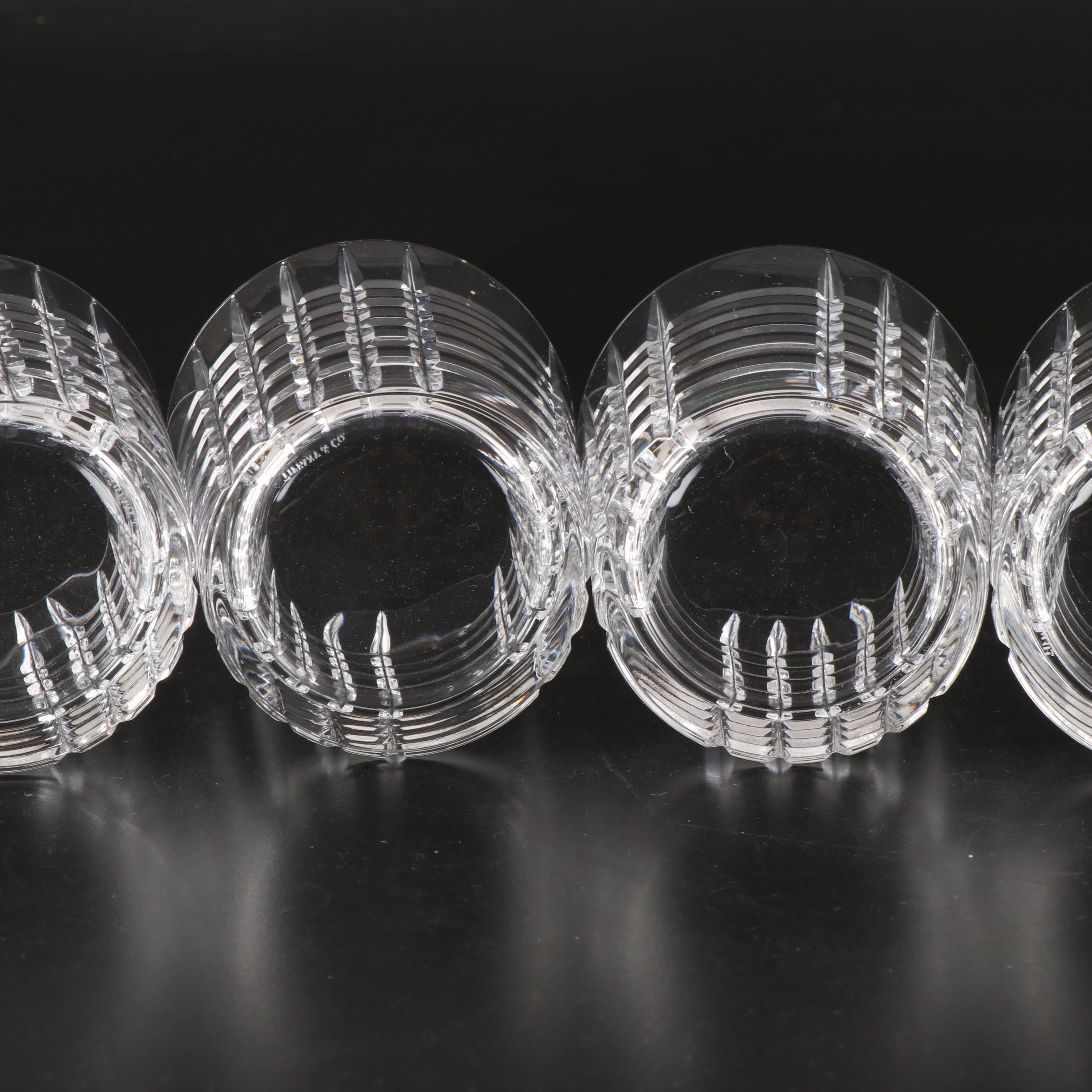 Tiffany & Co. "Plaid" Crystal Old Fashioned Glasses