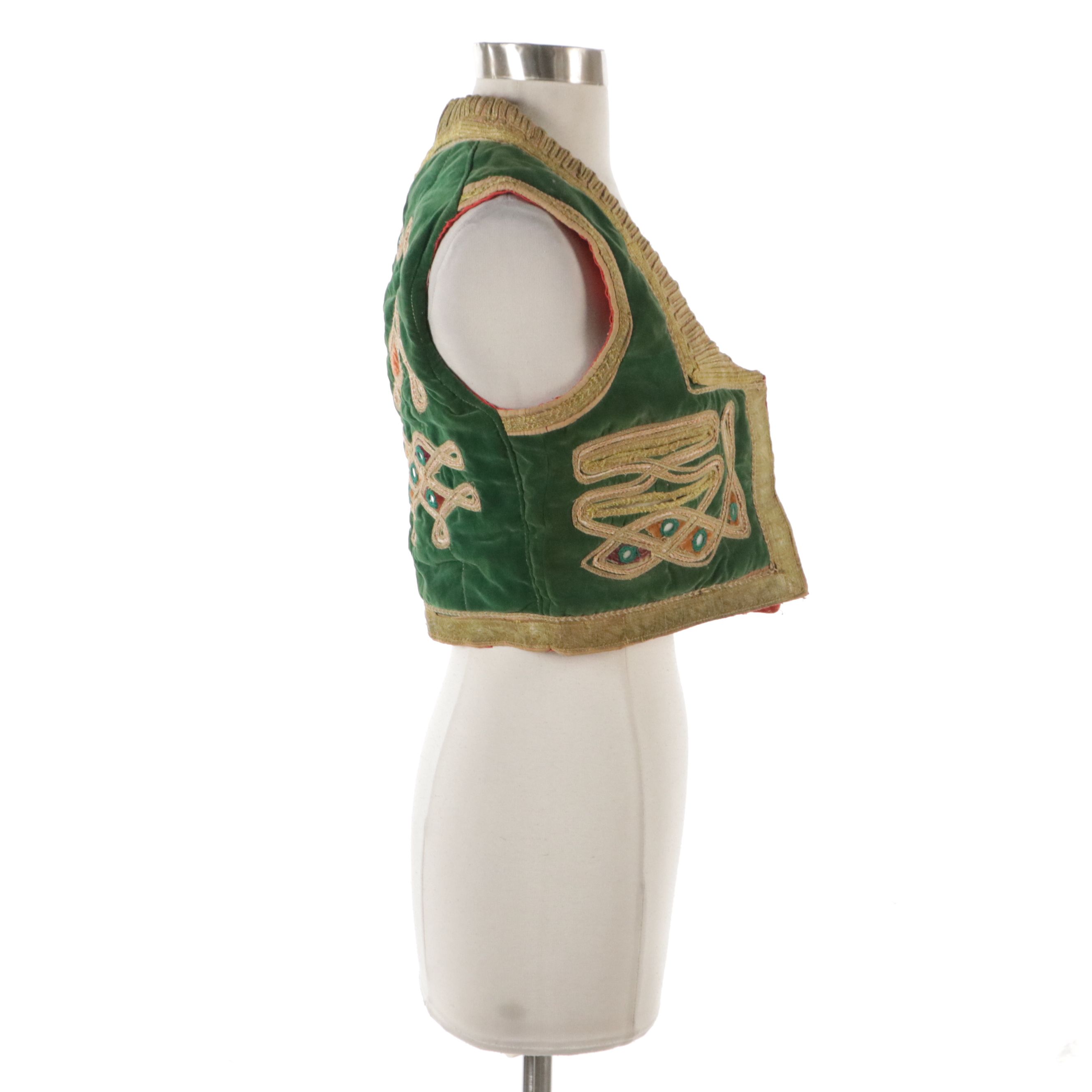 Ottoman Style Bolero Wasket with Shisha and Couched Gold Metallic Embroidery