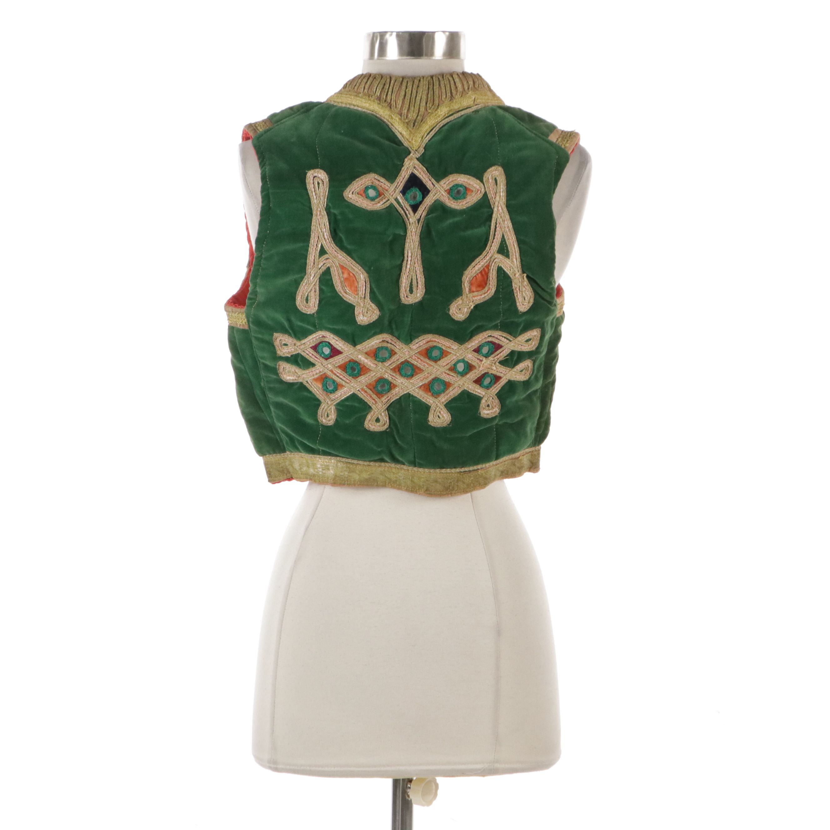 Ottoman Style Bolero Wasket with Shisha and Couched Gold Metallic Embroidery