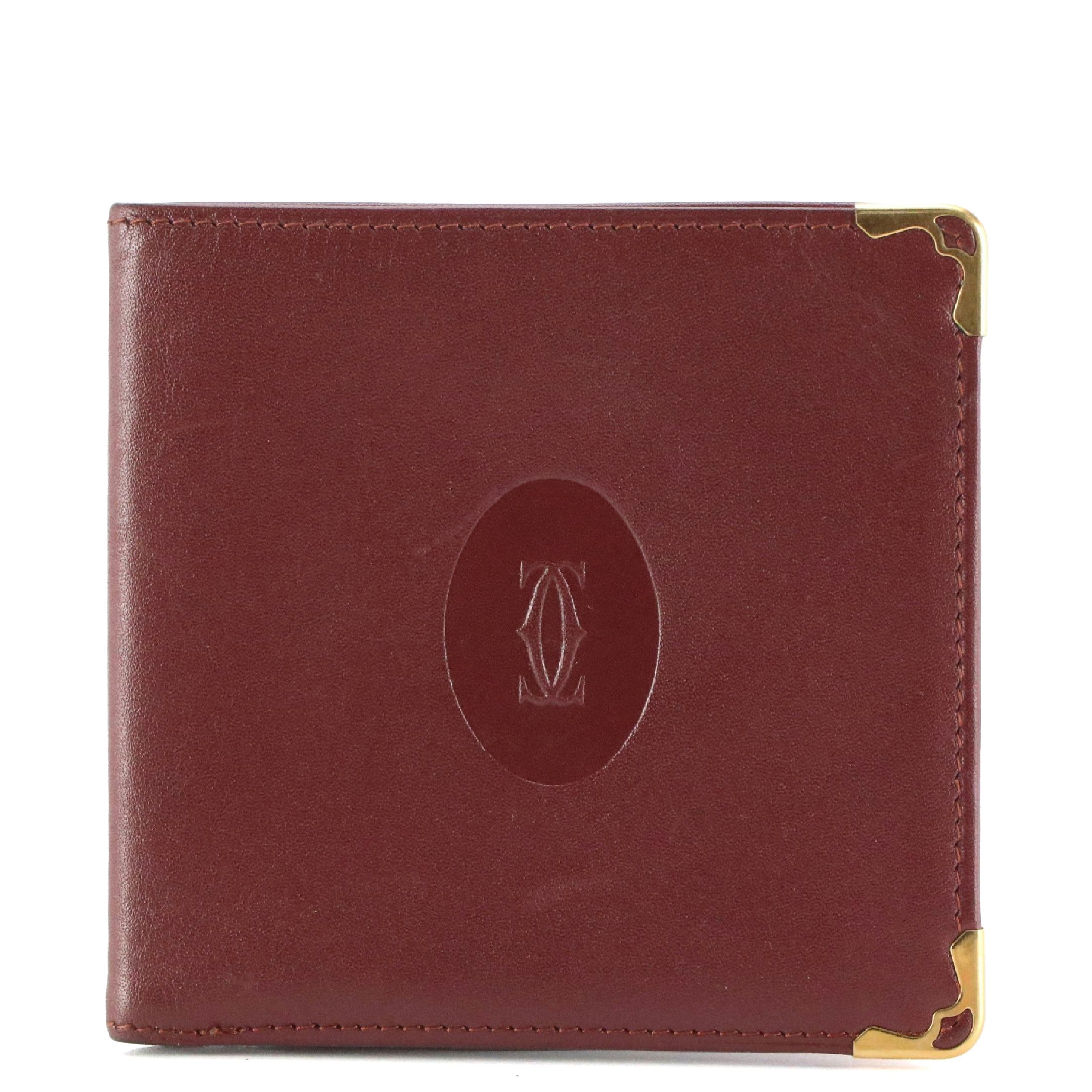 Cartier Bifold Wallet in Burgundy Calfskin Leather