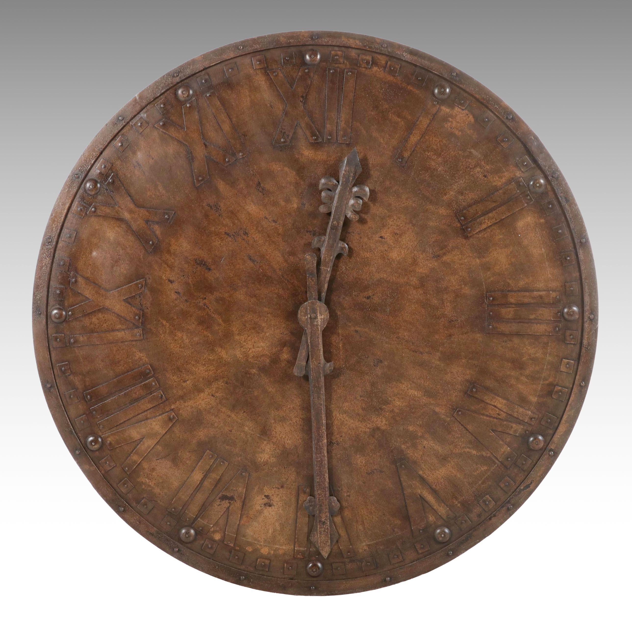 Arhaus Distressed Large Metal Decorative Wall Clock