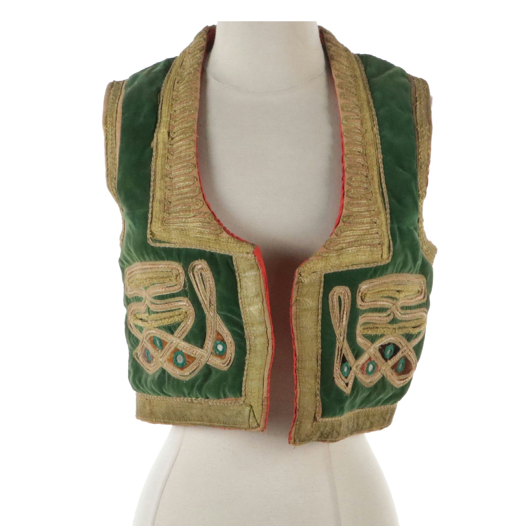 Ottoman Style Bolero Wasket with Shisha and Couched Gold Metallic Embroidery