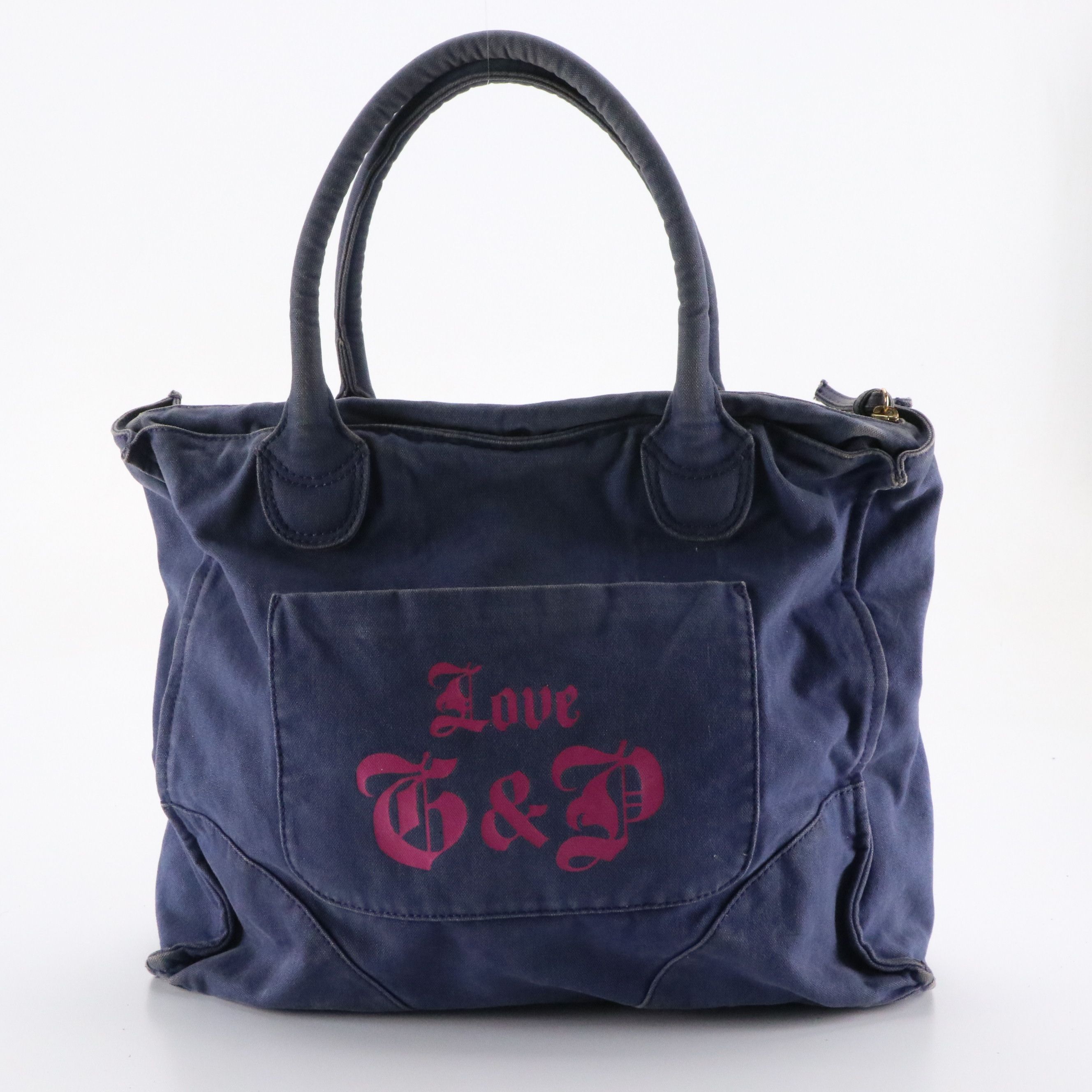 Juicy Couture Blue Canvas Rhinestone Zip Tote, Leopard Nylon Two-Way Bag