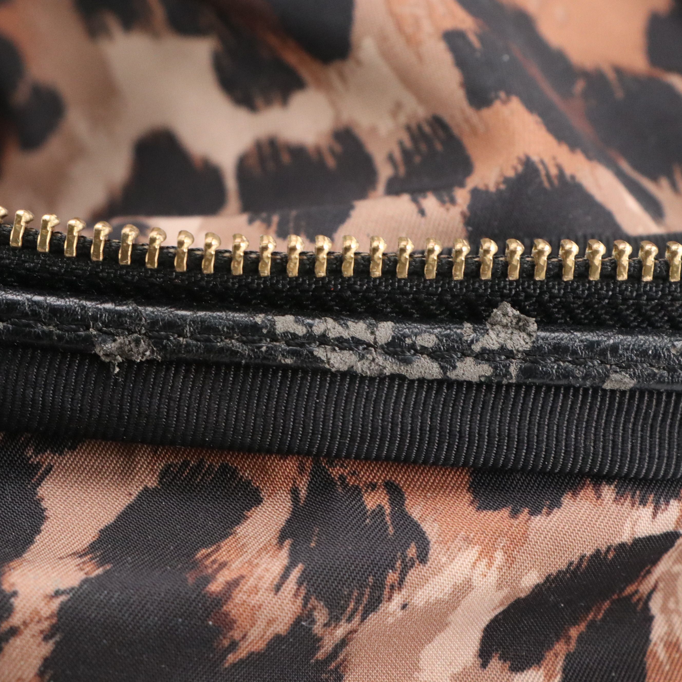 Juicy Couture Blue Canvas Rhinestone Zip Tote, Leopard Nylon Two-Way Bag