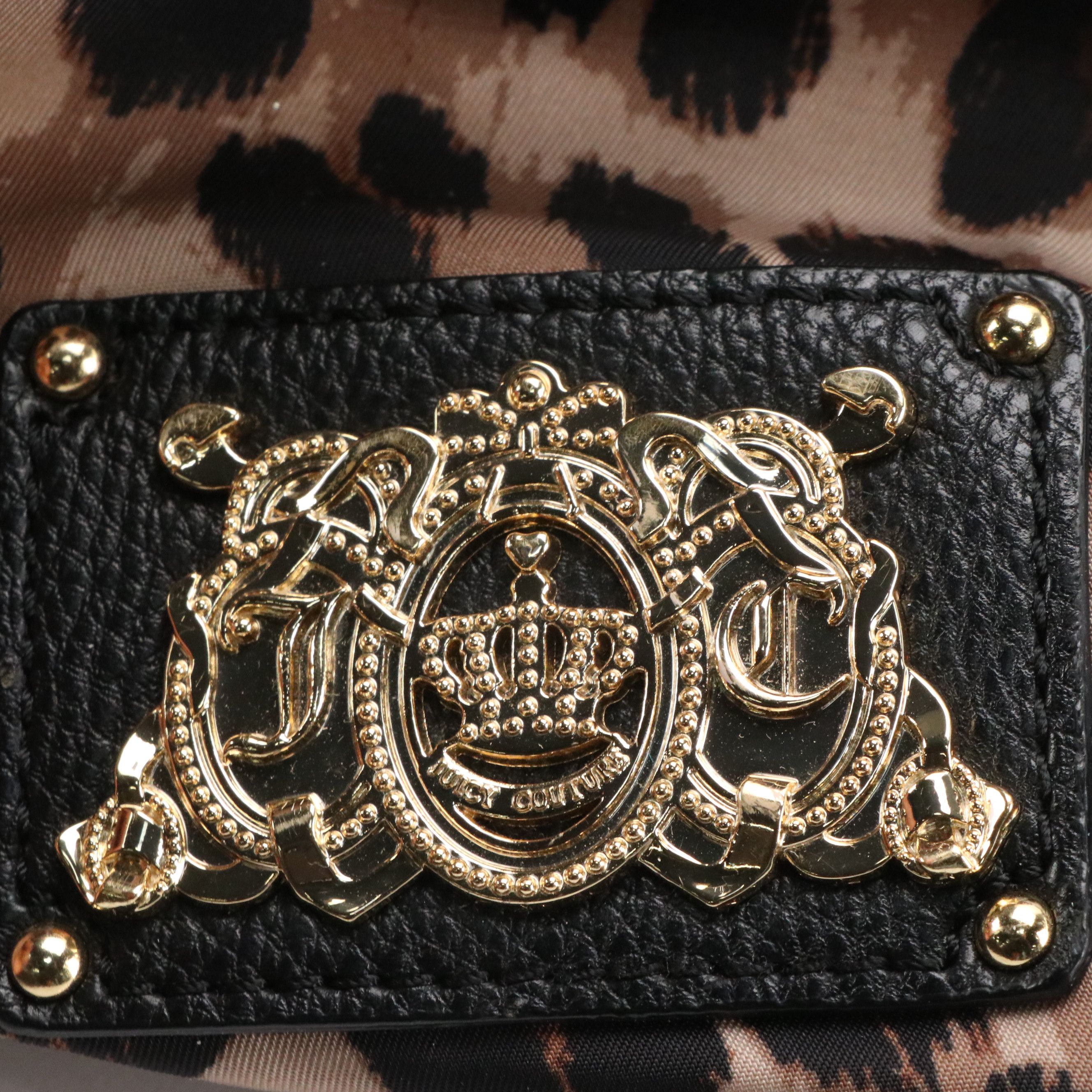 Juicy Couture Blue Canvas Rhinestone Zip Tote, Leopard Nylon Two-Way Bag