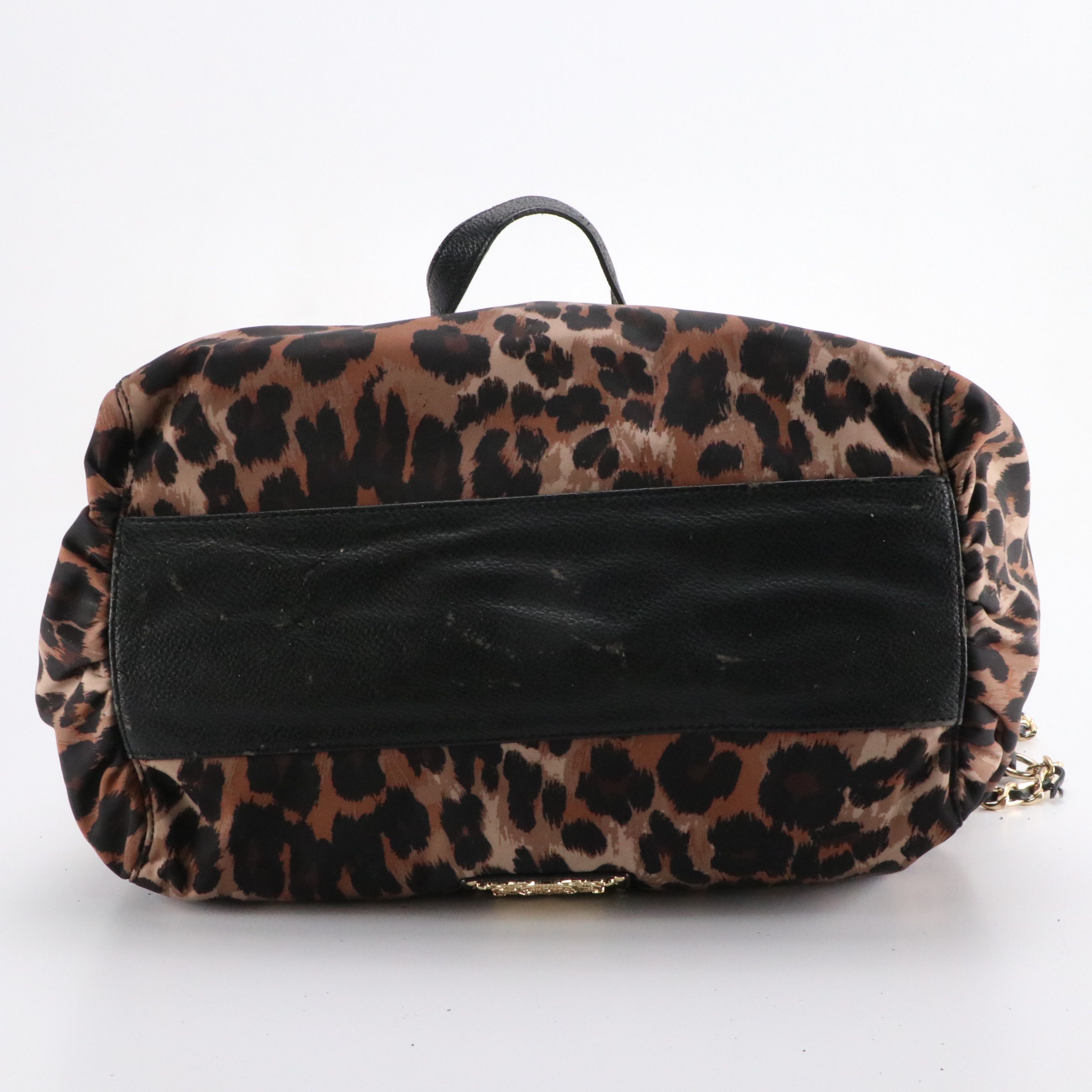 Juicy Couture Blue Canvas Rhinestone Zip Tote, Leopard Nylon Two-Way Bag