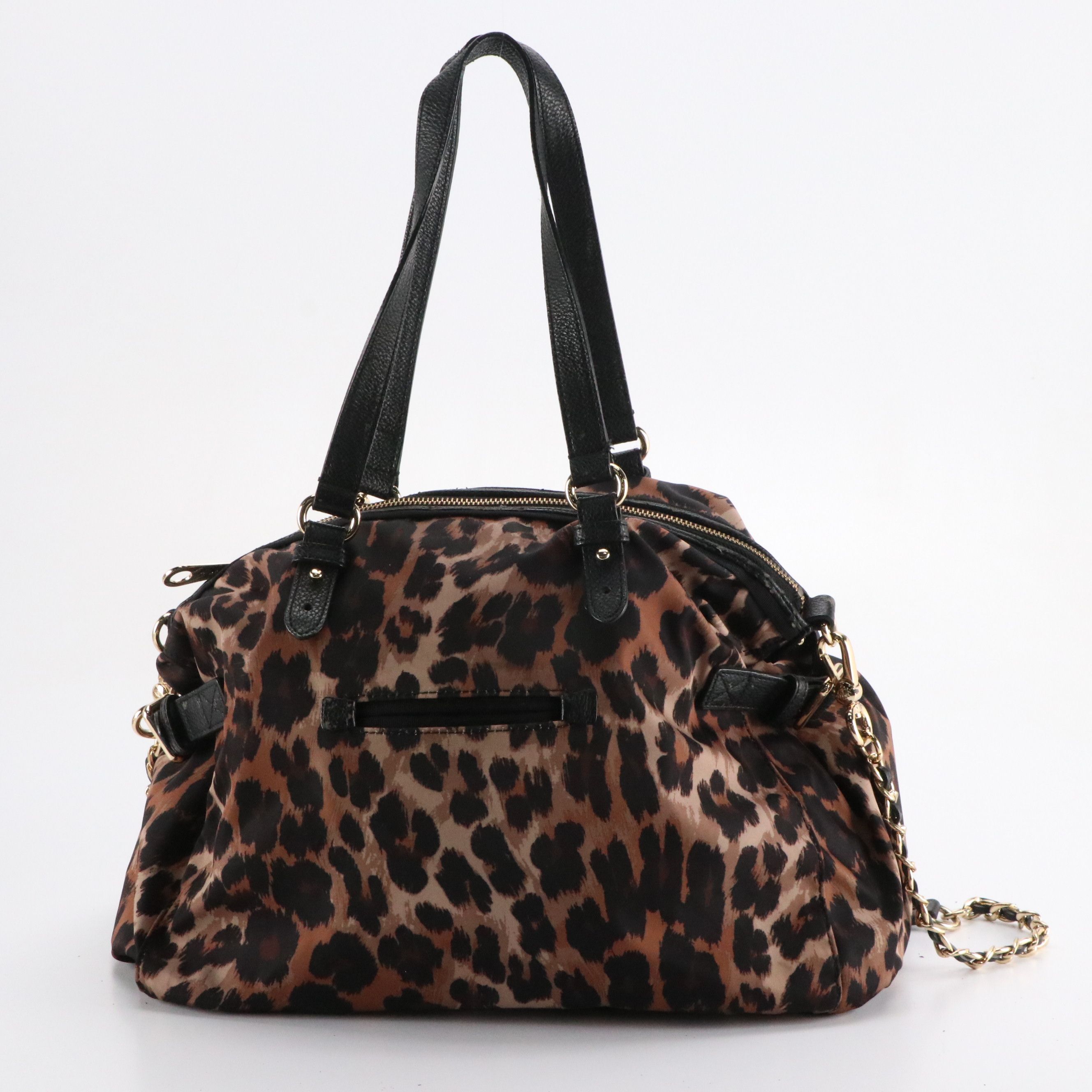 Juicy Couture Blue Canvas Rhinestone Zip Tote, Leopard Nylon Two-Way Bag