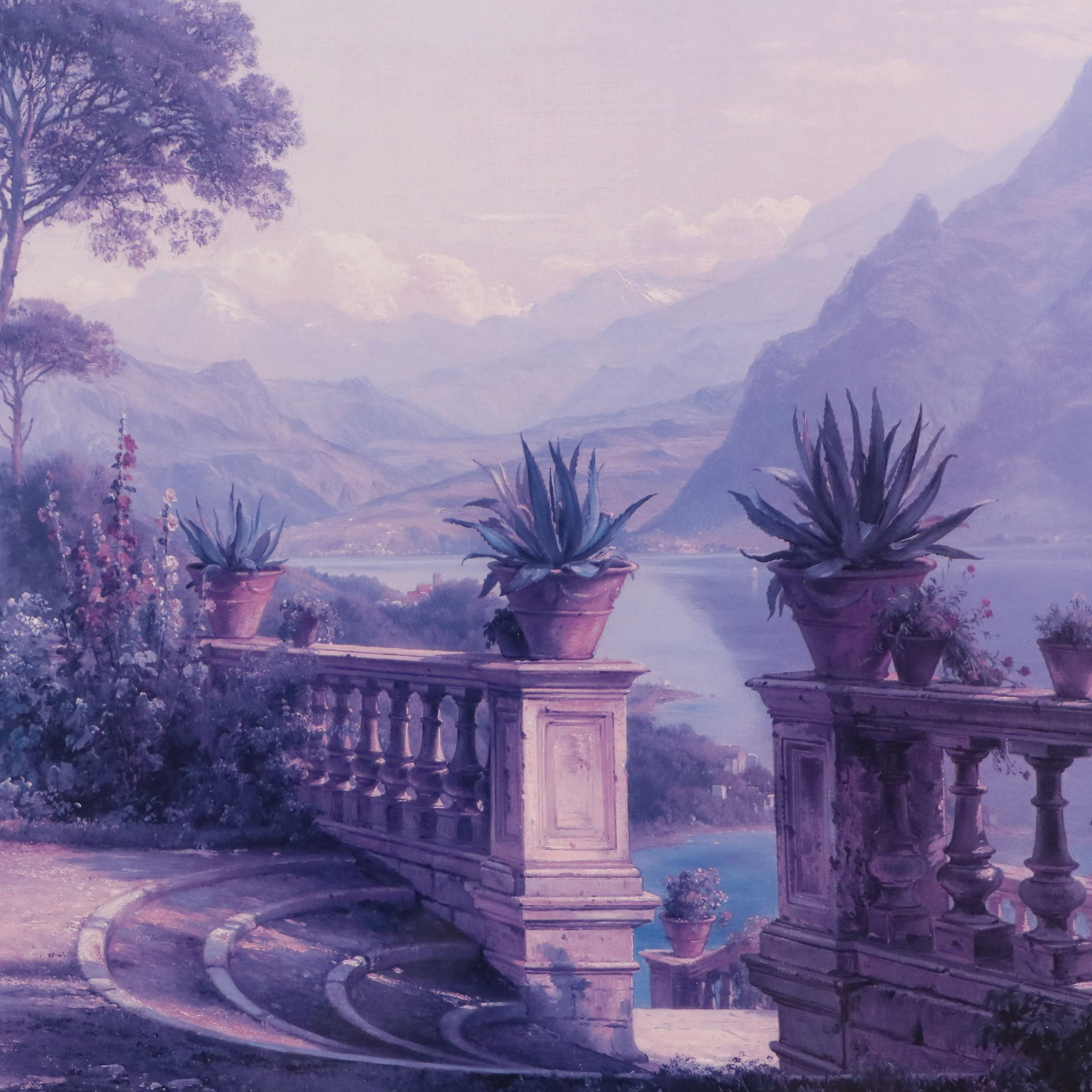 After Carl Frederick Aagaard Offset Lithograph "The Lodge on Lake Como," 20th C.