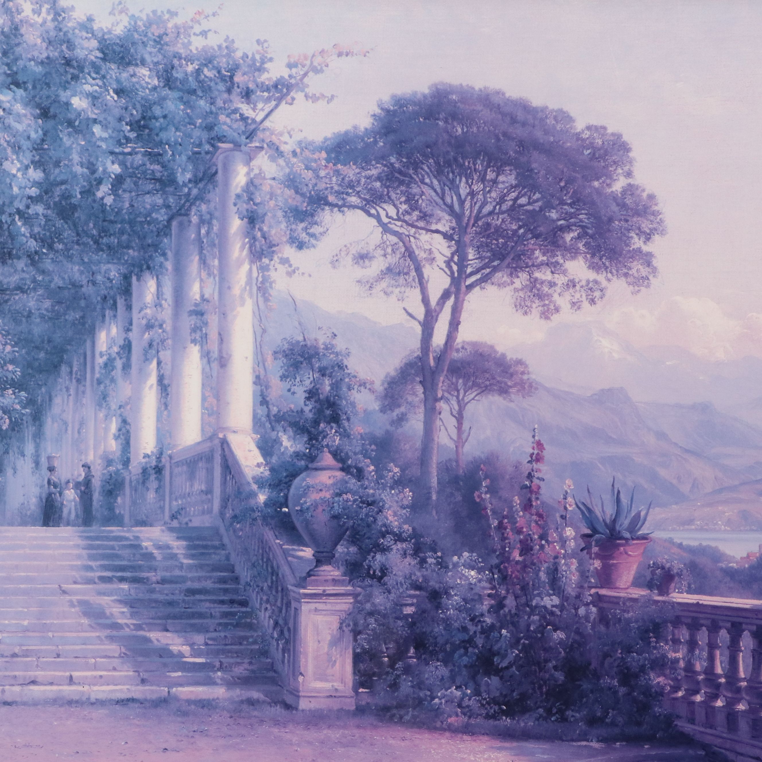 After Carl Frederick Aagaard Offset Lithograph "The Lodge on Lake Como," 20th C.