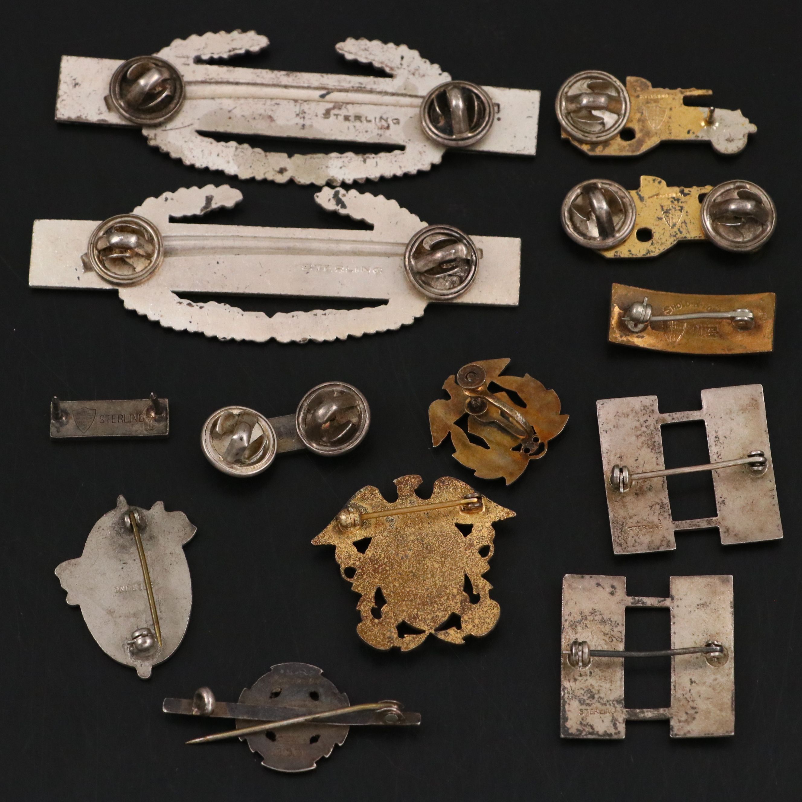 Vintage/Antique World War II with Other Sterling Pins and Badges