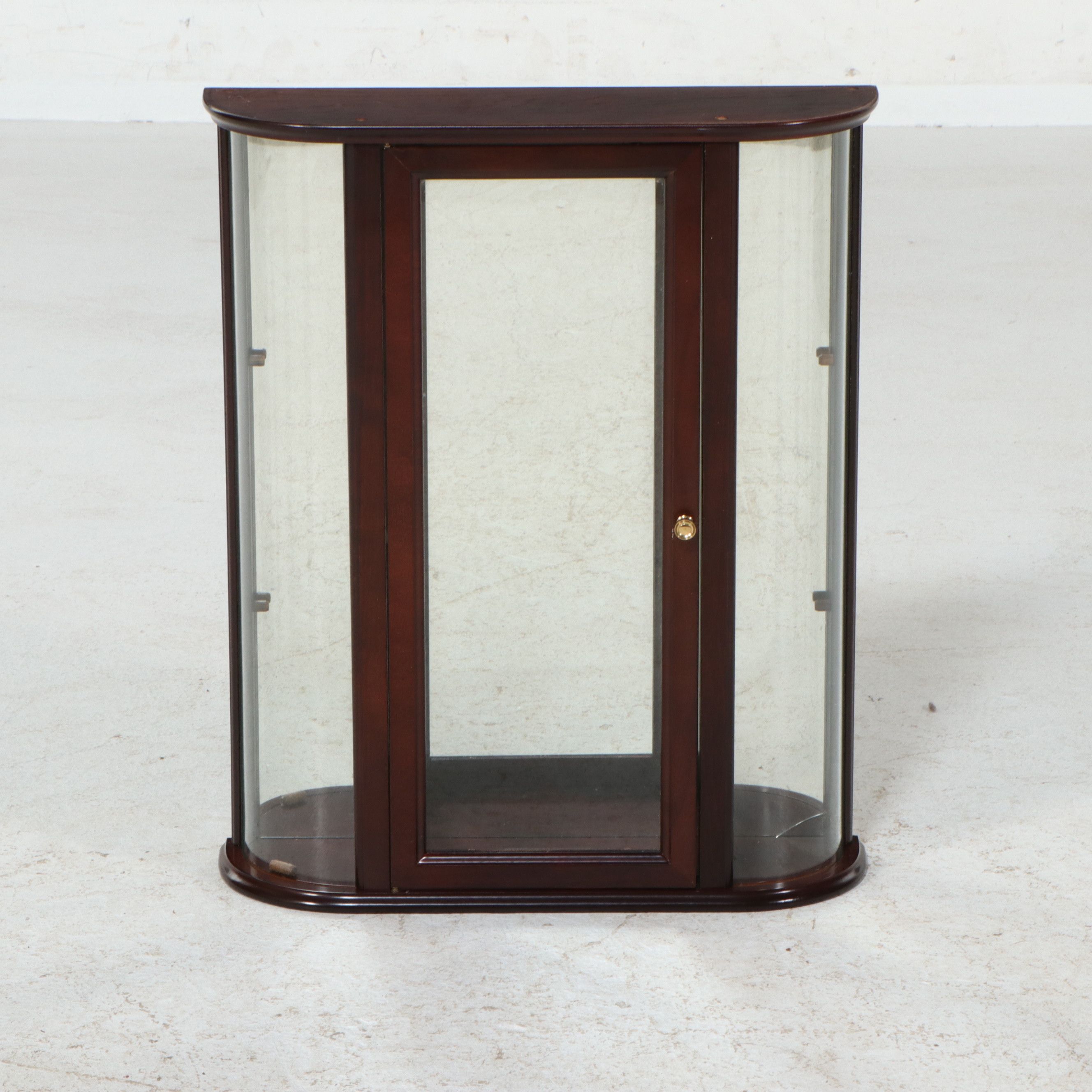 The Bombay Company Mahogany Finish Wall-Mount Curio Cabinet, Late 20th Century