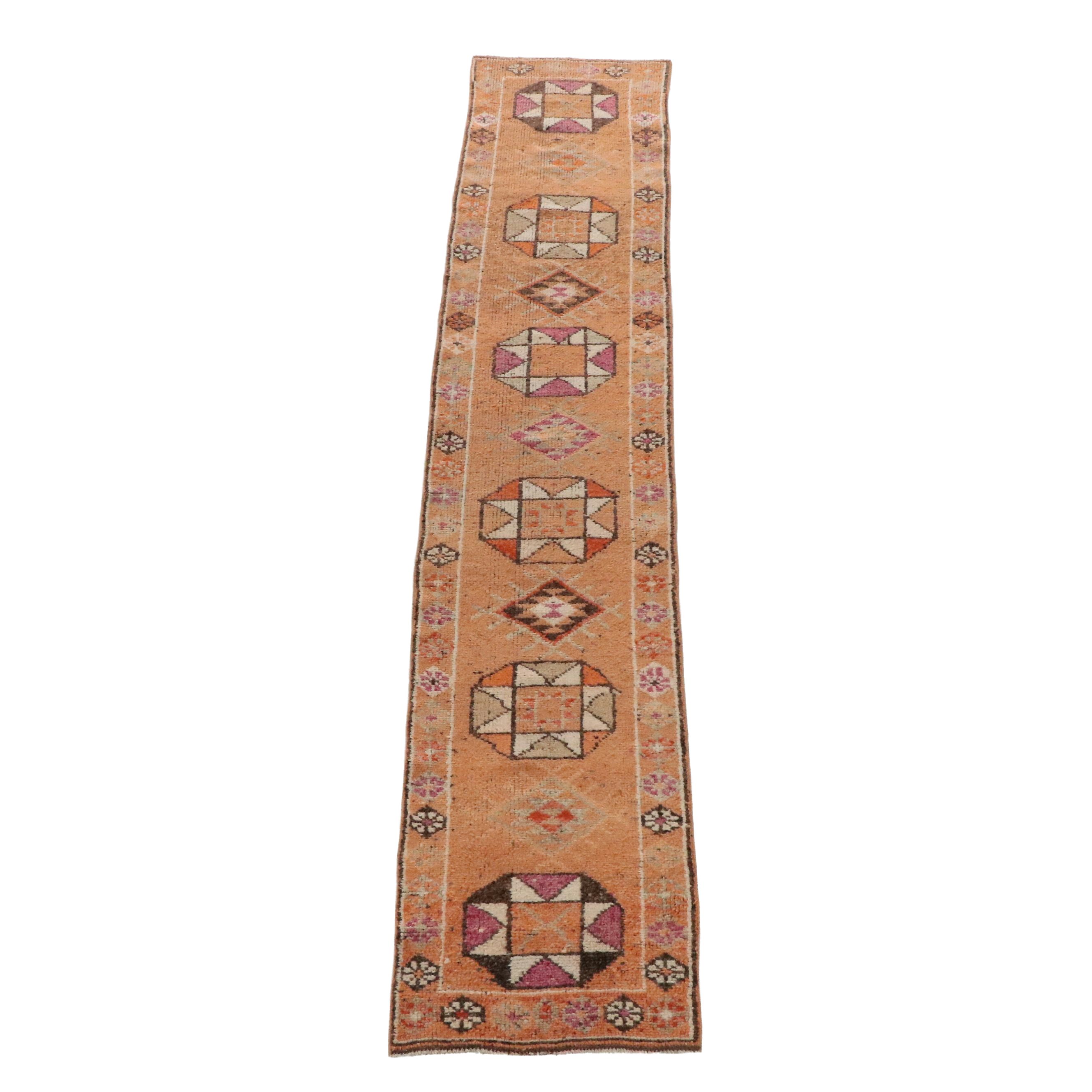2'5 x 12'7 Hand-Knotted Turkish Anatolian Carpet Runner