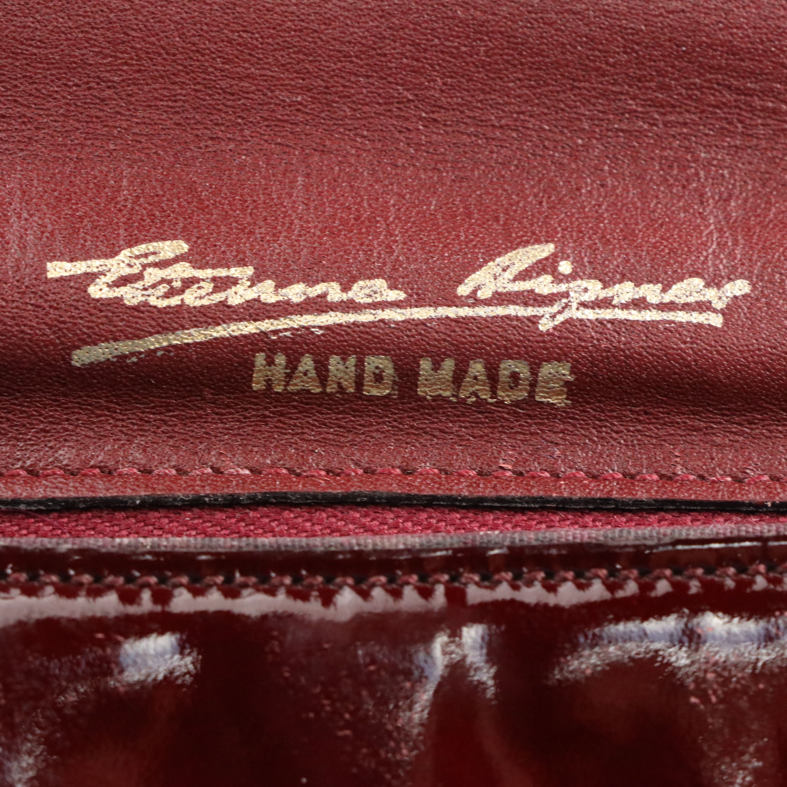 Etienne Aigner Jacquard Canvas Shoulder Bag, Vintage Burgundy Leather Bags