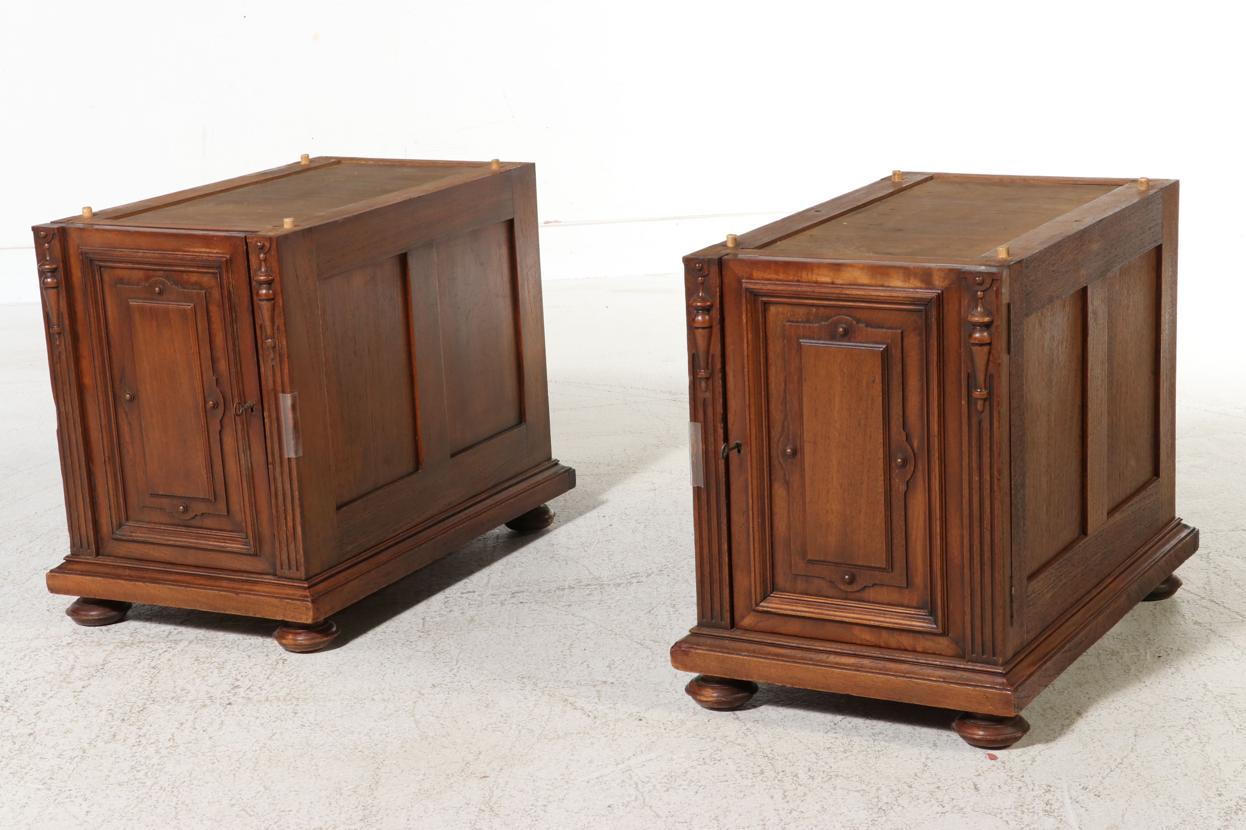 Continental Renaissance Revival Carved Walnut Pedestal Desk, Late 19th Century