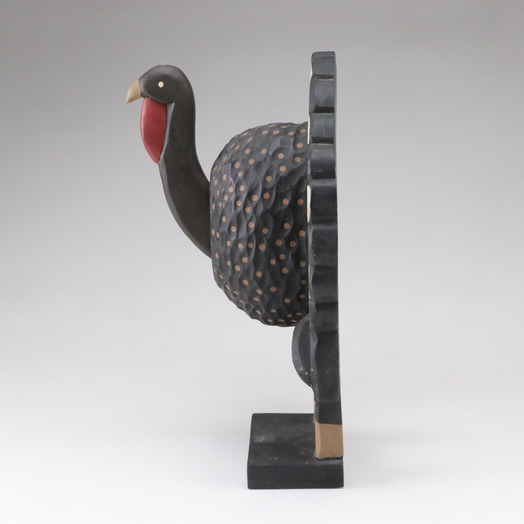 Hand-Painted Turkey Statue with Polished Brass Candle Holders
