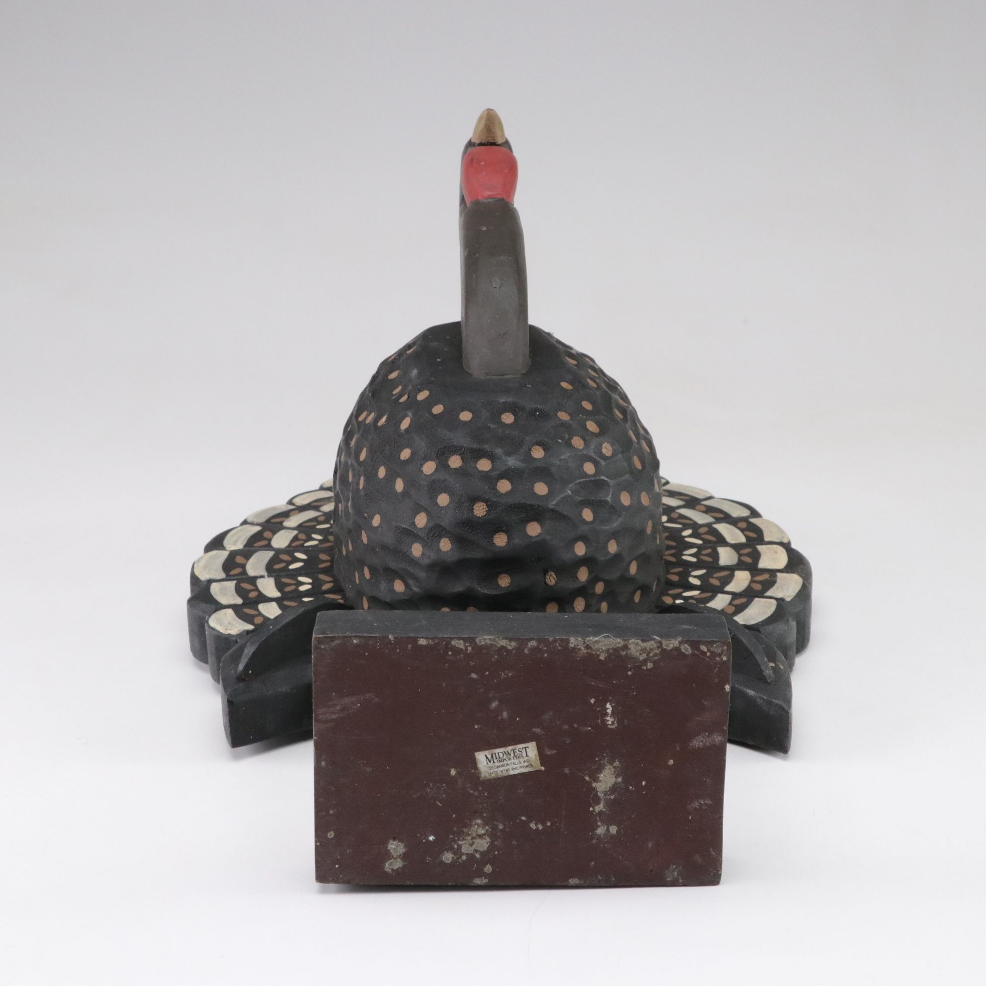 Hand-Painted Turkey Statue with Polished Brass Candle Holders