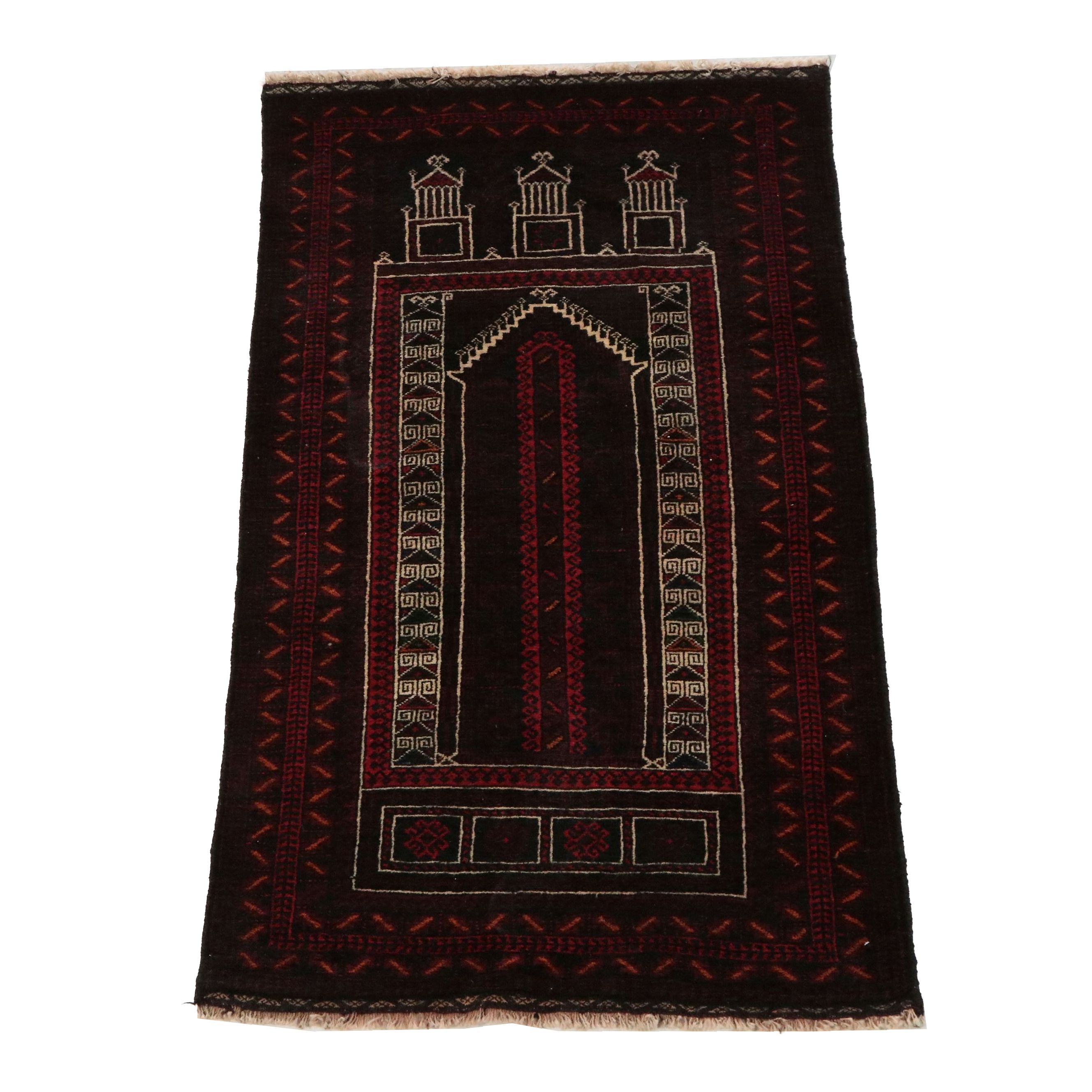 2'9 x 4'11 Hand-Knotted Afghan Baluch Prayer Rug