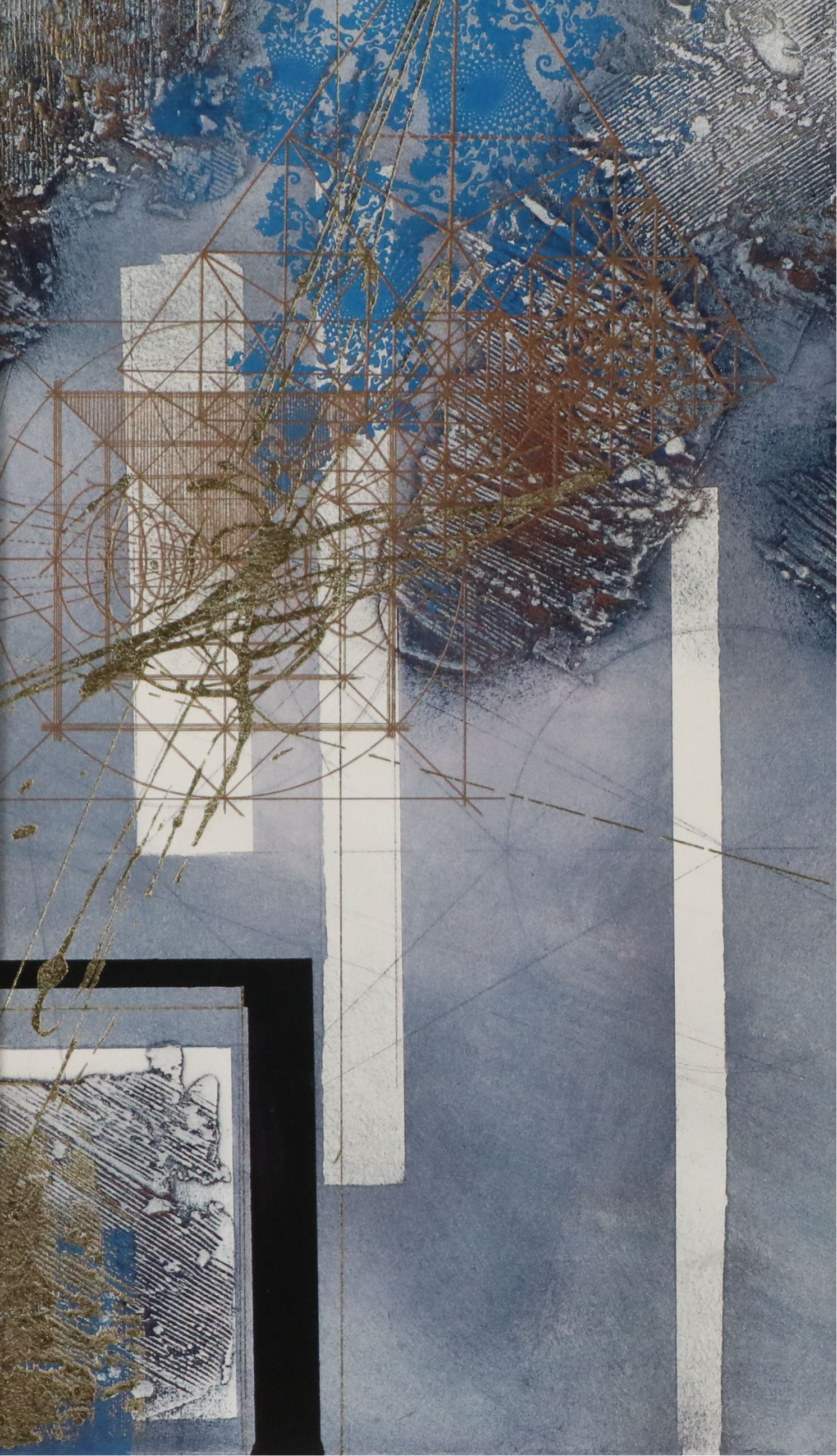 Attributed to Robert Alan DeVoe Abstract Mixed Media Painting, Mid-Late 20th C.