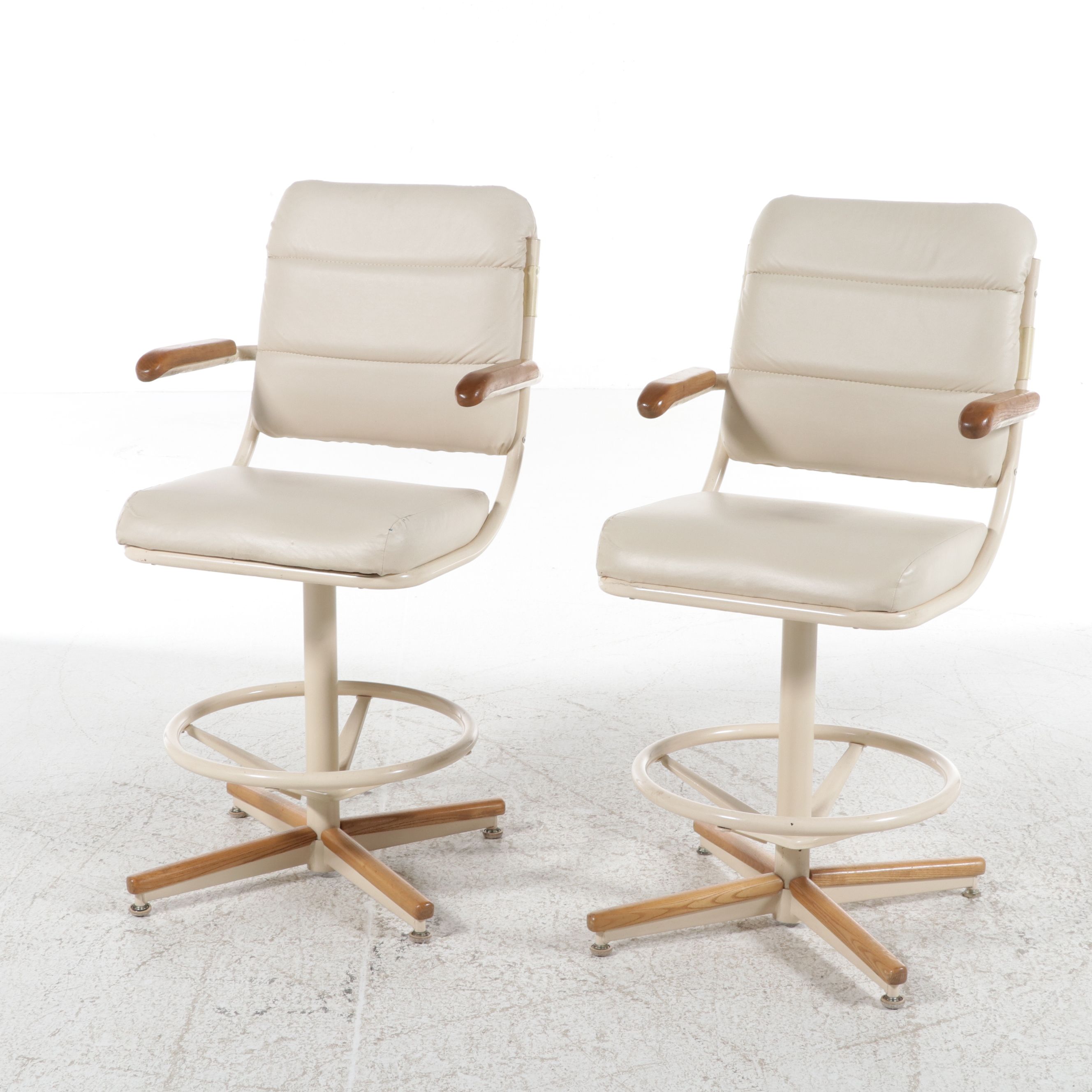 Pair of Chromcraft Postmodern Style Swivel Barstools, 1975