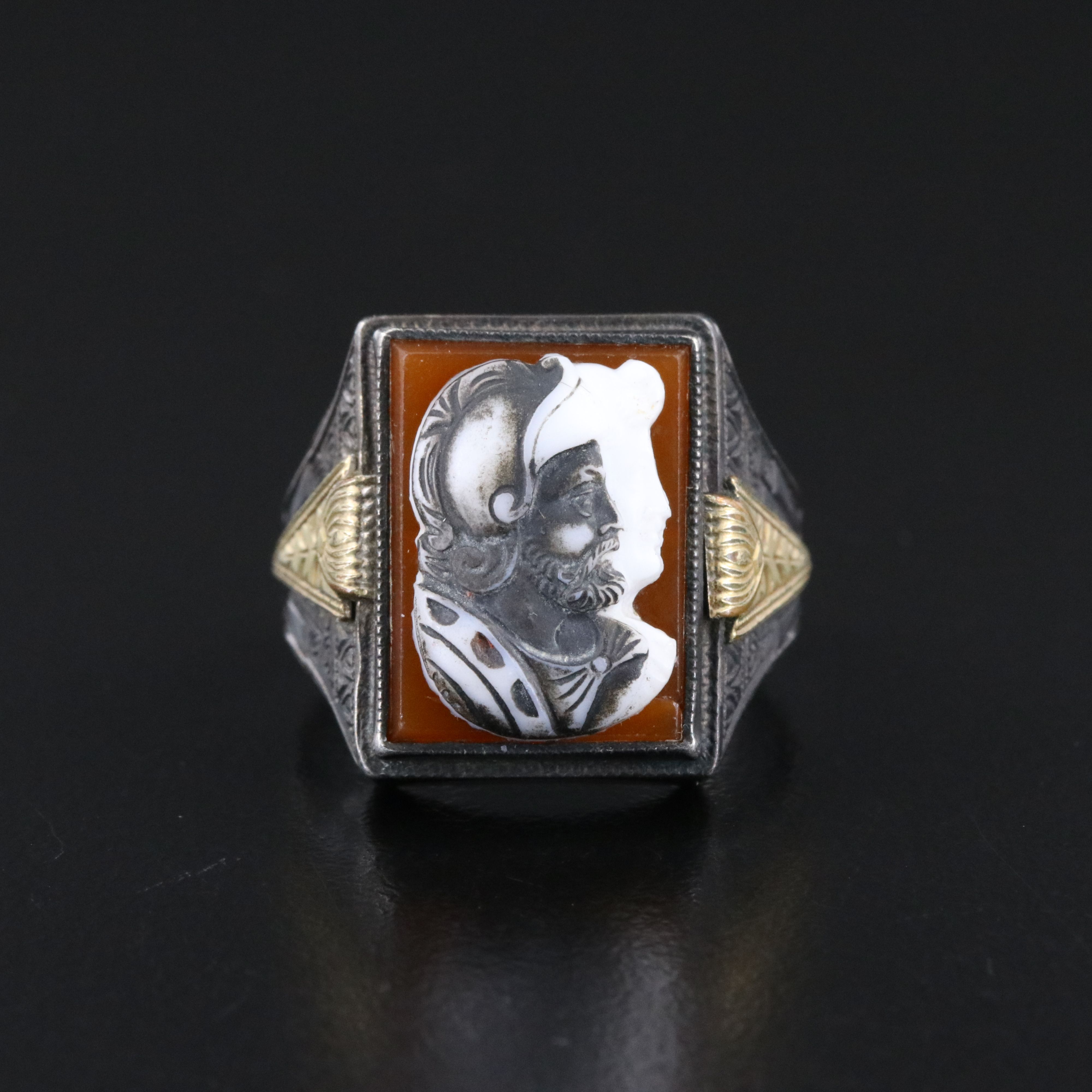 Art Deco Sterling Capita Jugata Cameo Ring