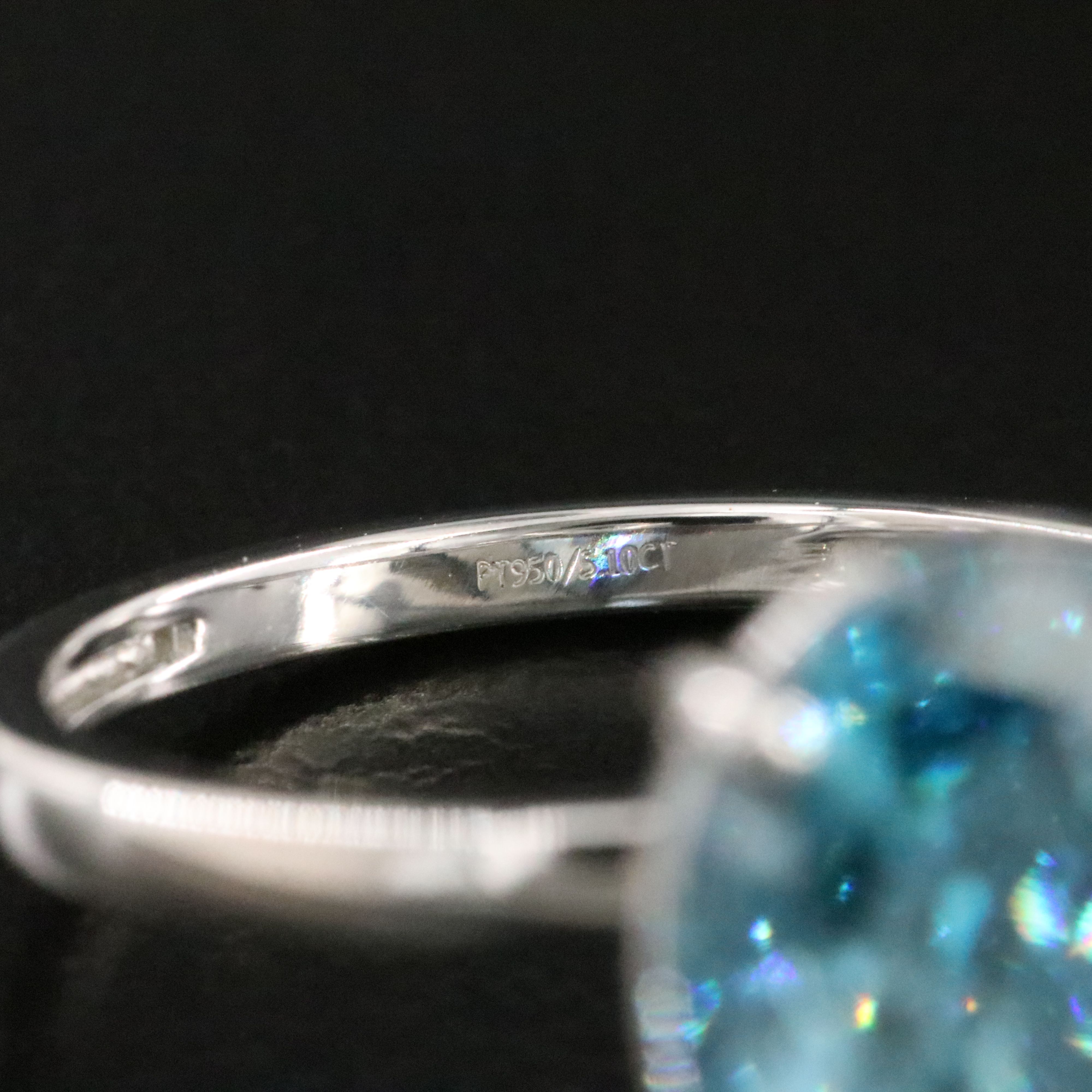 Platinum 5.10 CT Lab Grown Fancy Vivid Blue Diamond Ring with IGI Report