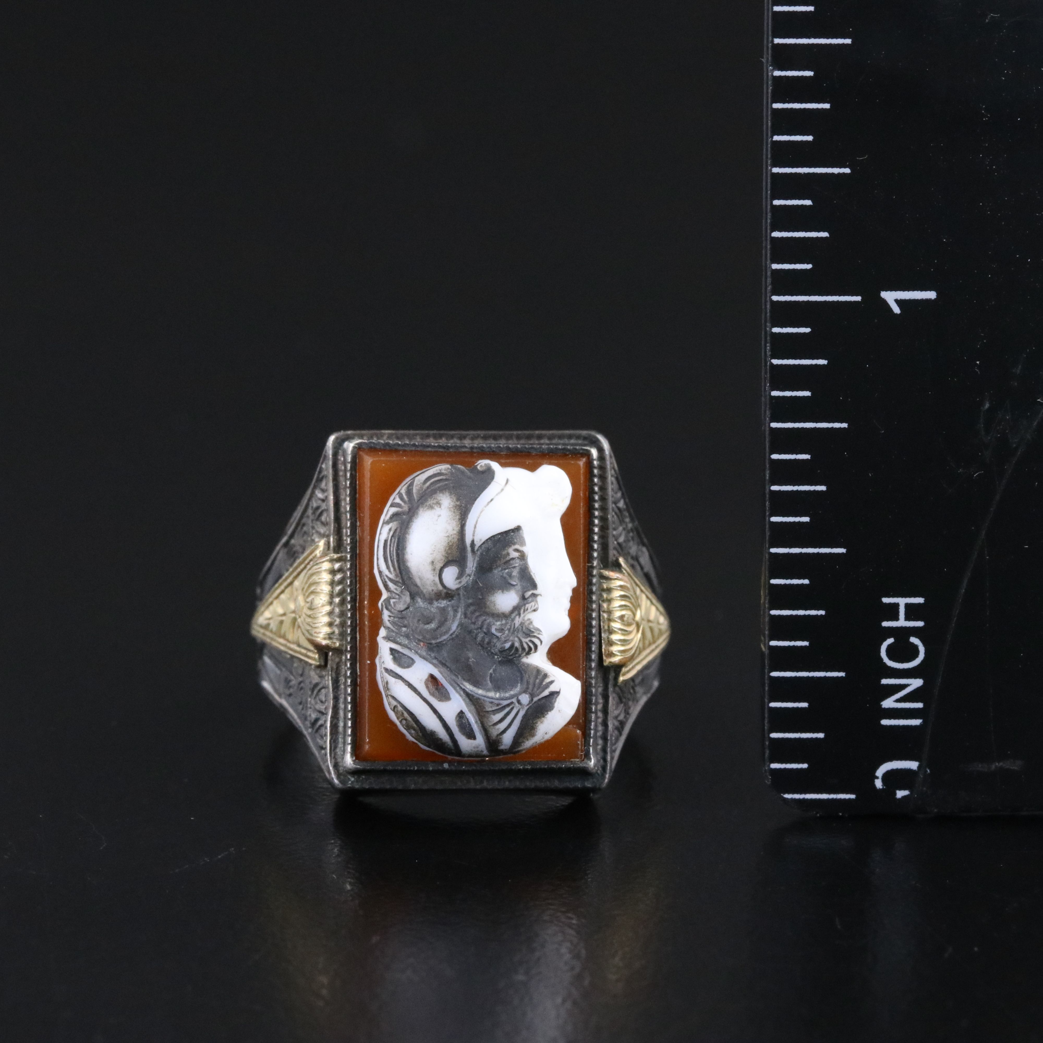 Art Deco Sterling Capita Jugata Cameo Ring