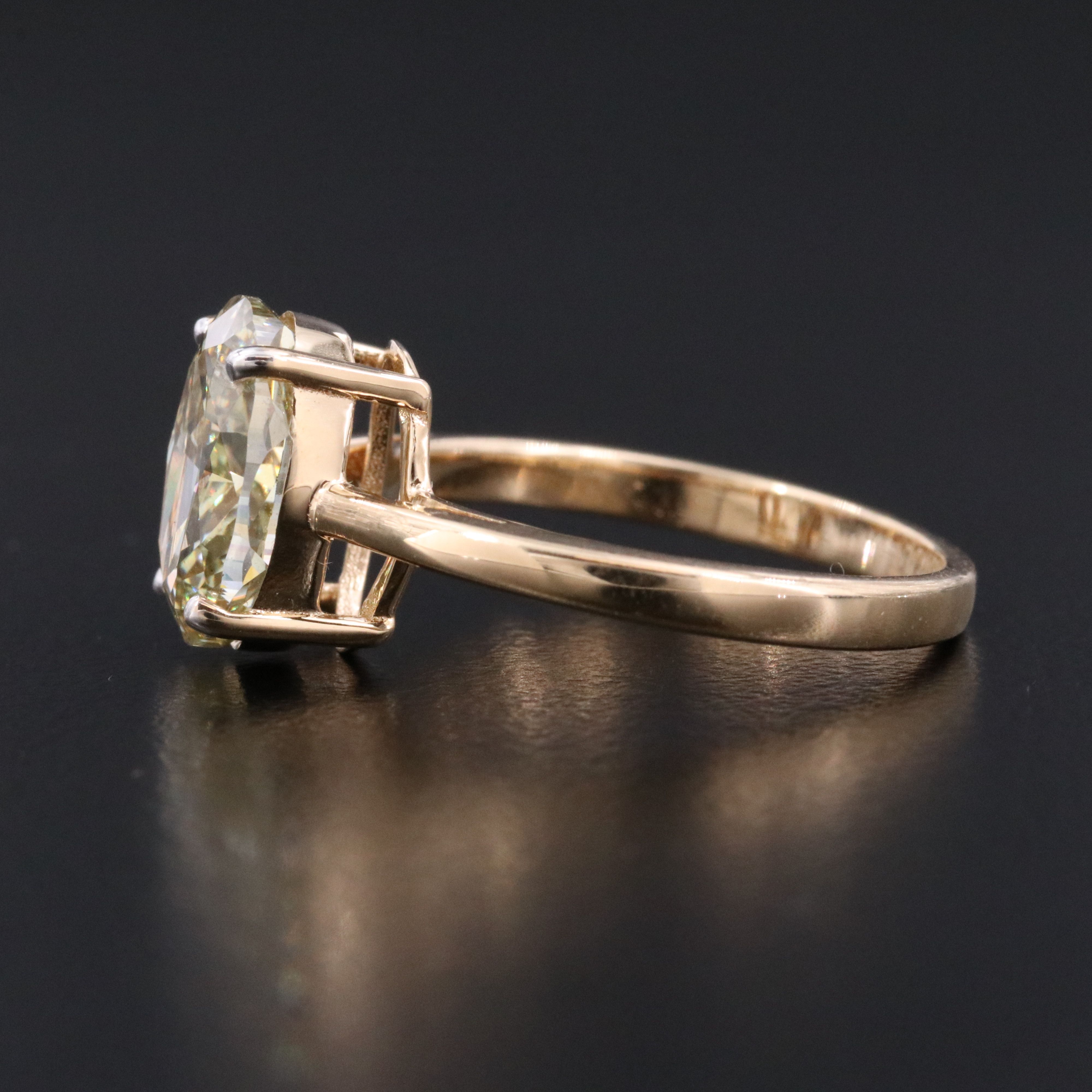 18K 3.03 Lab Grown Fancy Yellow Diamond Solitaire Ring with IGI Report