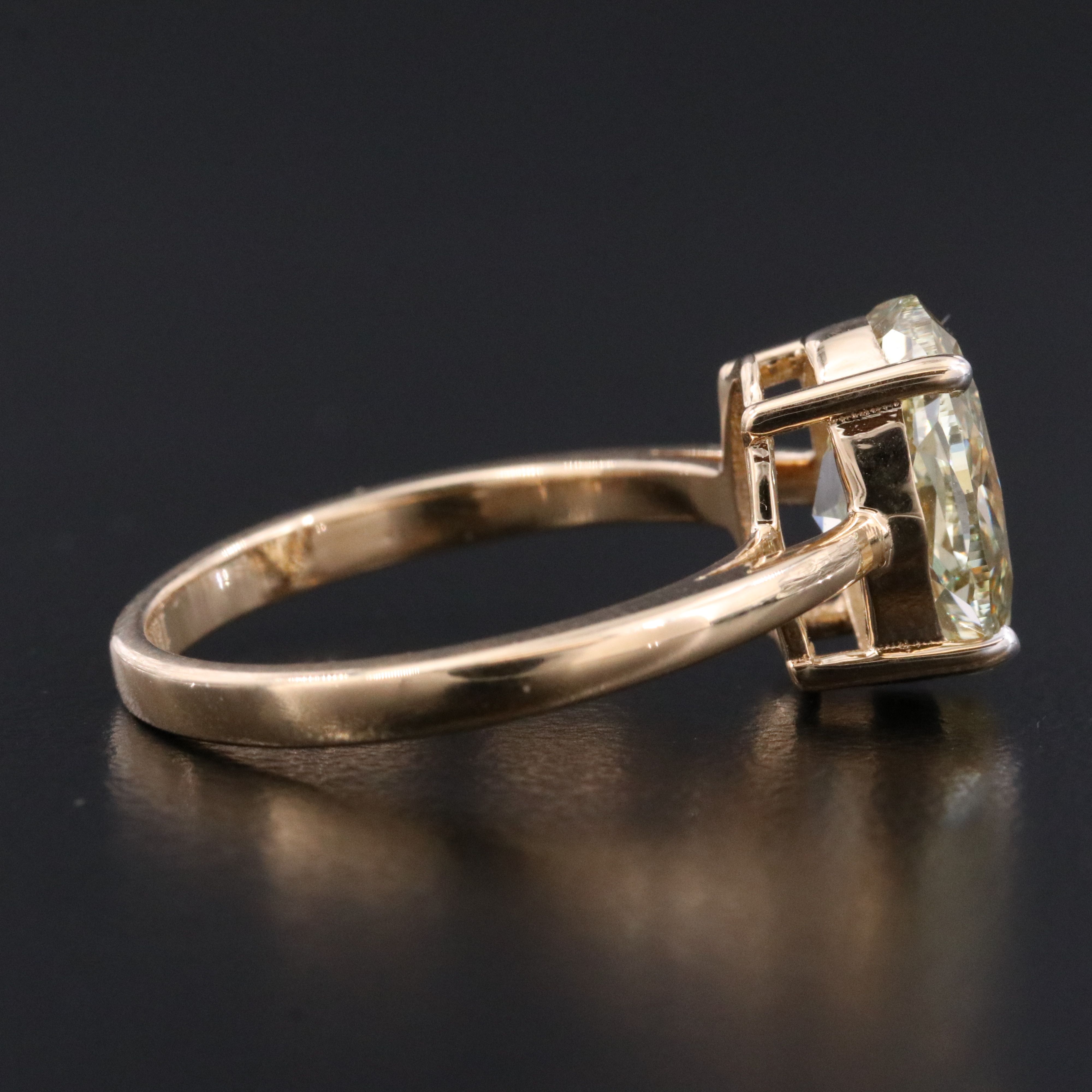 18K 3.03 Lab Grown Fancy Yellow Diamond Solitaire Ring with IGI Report