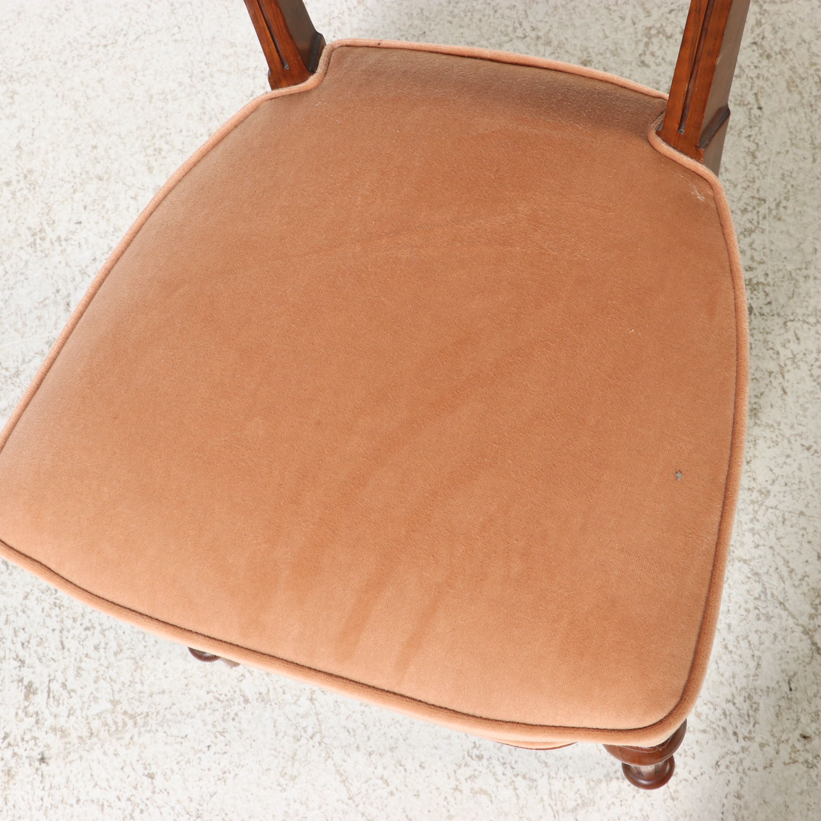 Pair of Aesthetic Movement Carved Walnut Side Chairs, Late 19th Century