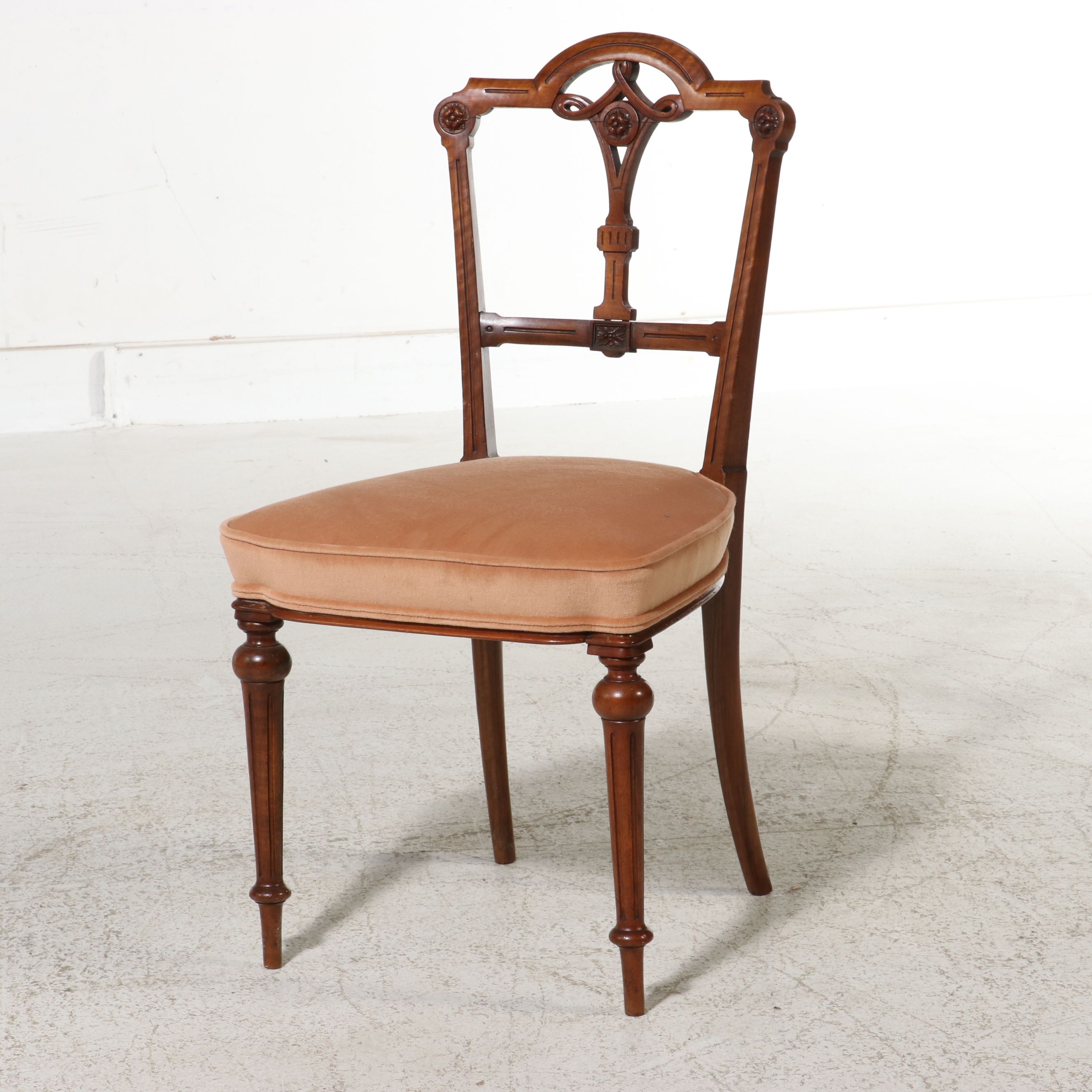Pair of Aesthetic Movement Carved Walnut Side Chairs, Late 19th Century